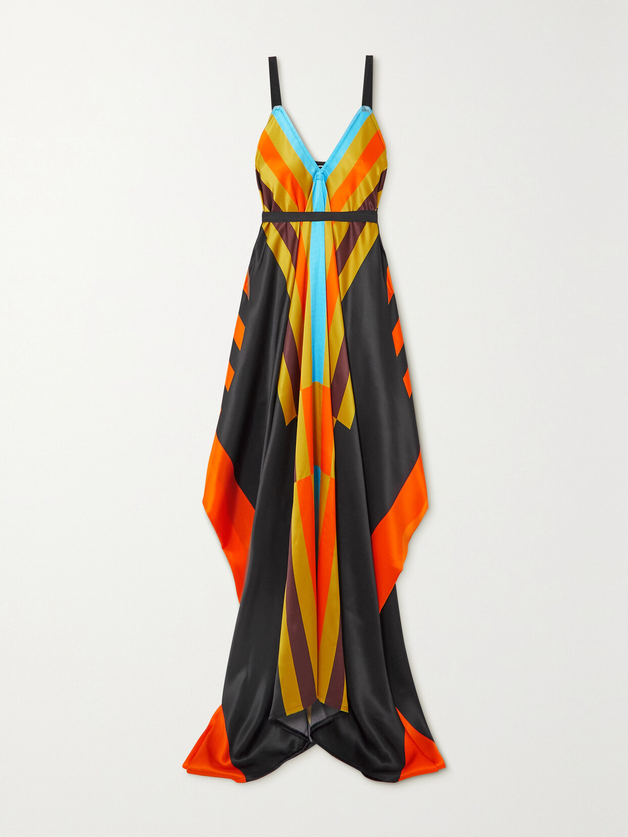 Louisa Parris + Net Sustain Poiret Draped Printed Silk-satin Maxi Dress - Orange