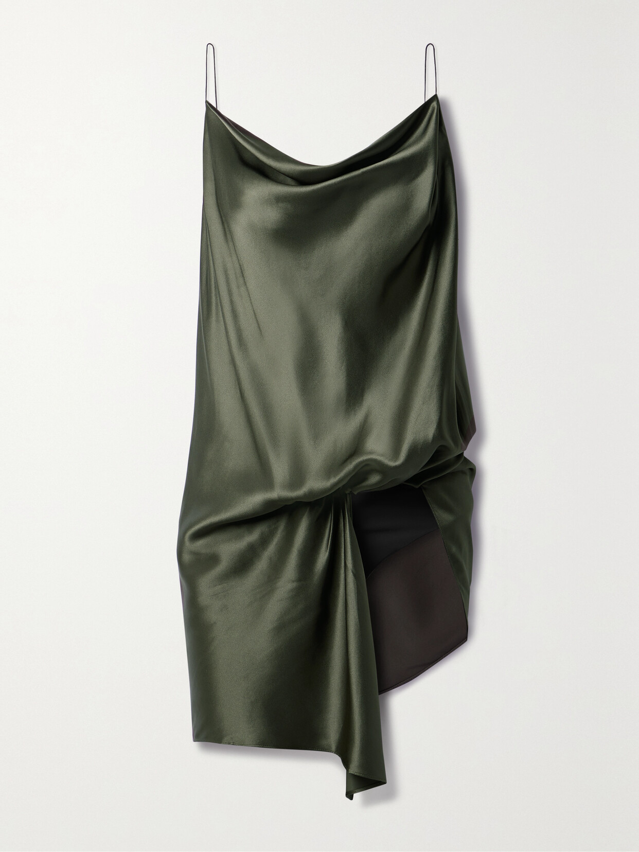 Christopher Esber Verdant Falls Open-back Draped Silk-satin Bodysuit - Green