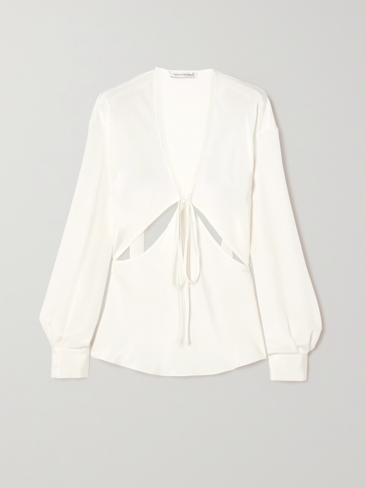 Christopher Esber Triquetra Tie-detailed Cutout Silk-satin Top - White