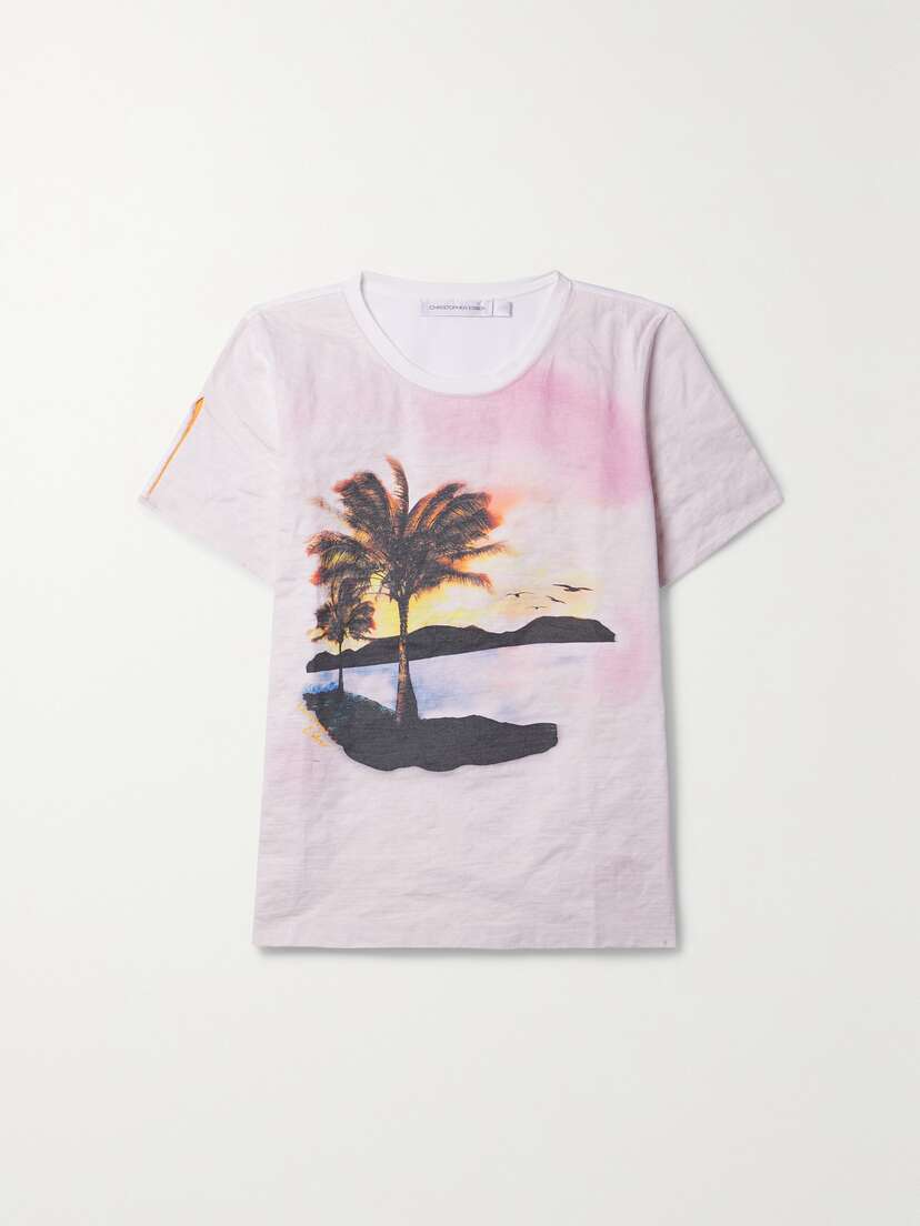 Christopher Esber Lost Souvenir Crinkled Printed Cotton-jersey T-shirt