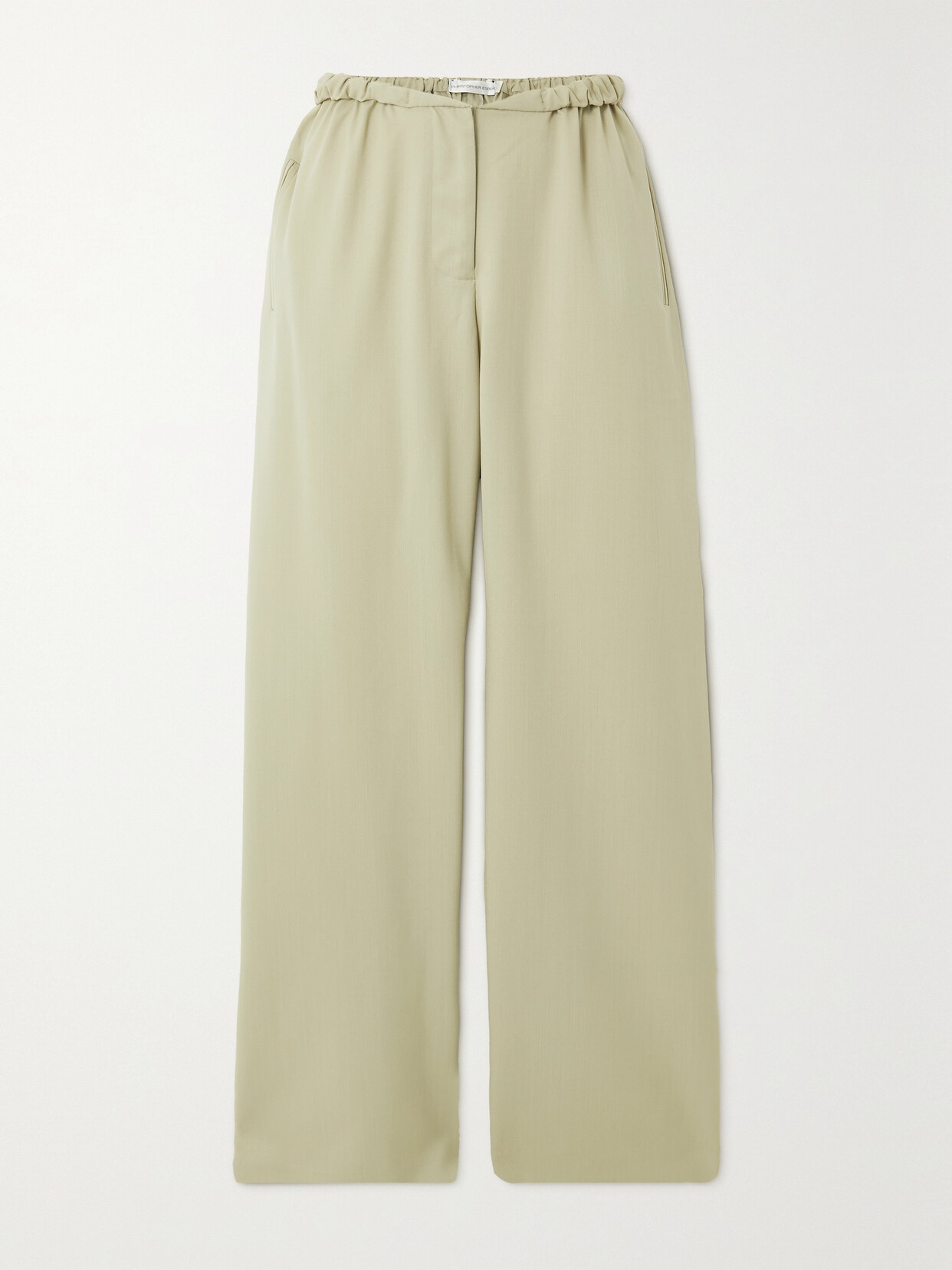 Christopher Esber Contorta Ruched Wool-gabardine Wide-leg Pants - Off-white