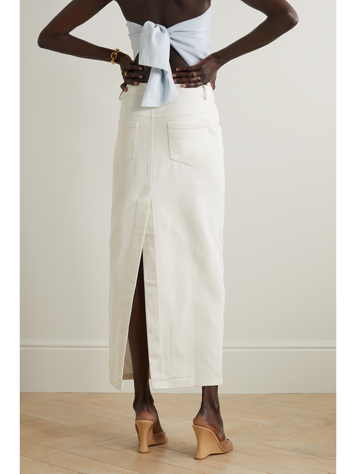 Christopher Esber Chiamaera Denim Maxi Skirt In Neutrals