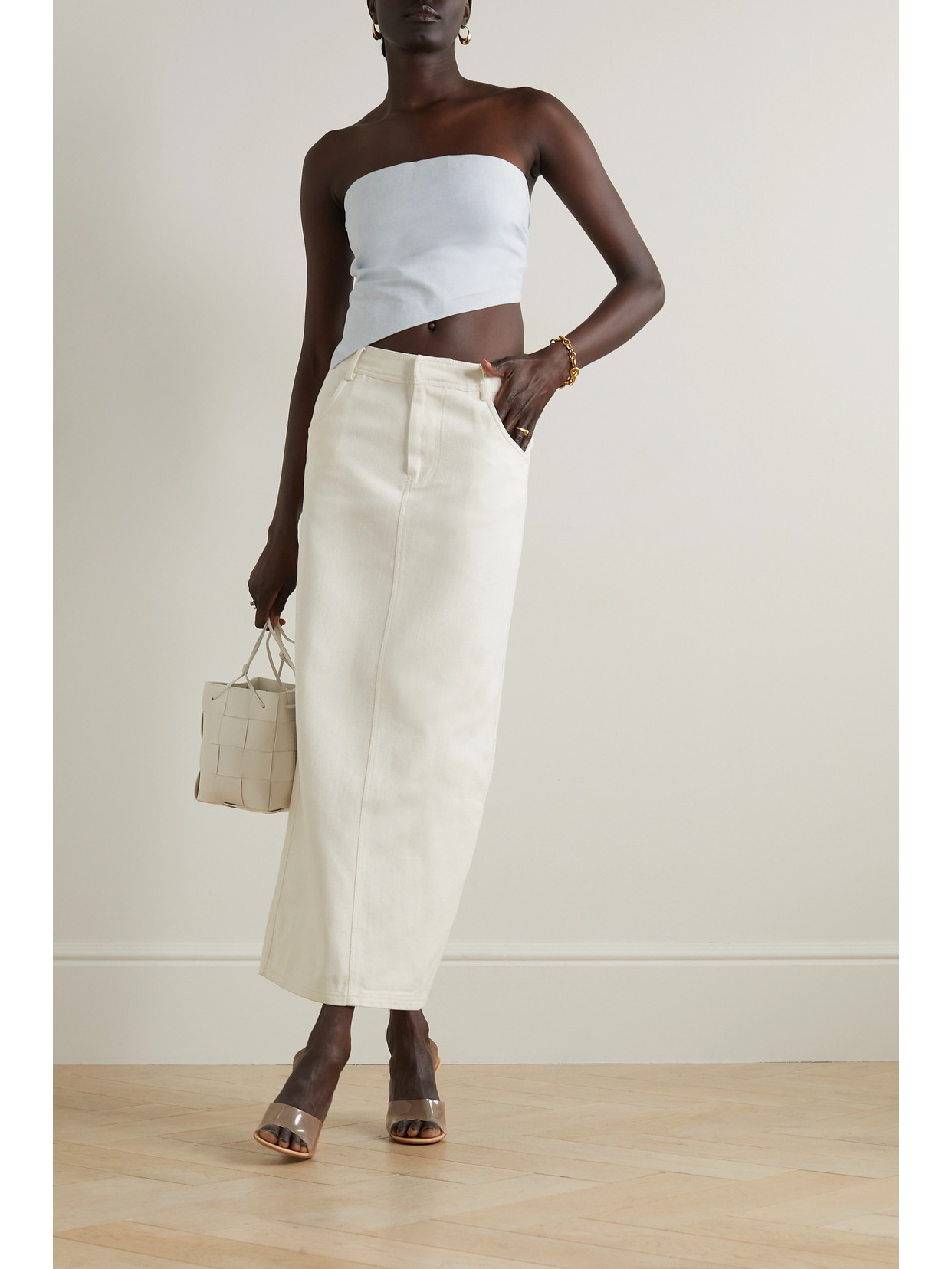 Christopher Esber Chiamaera Denim Maxi Skirt In Neutrals
