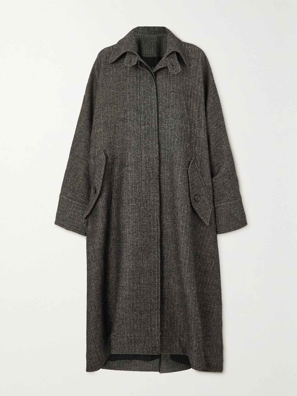 Petar Petrov - Spy Wool And Linen-blend Herringbone Coat - Black