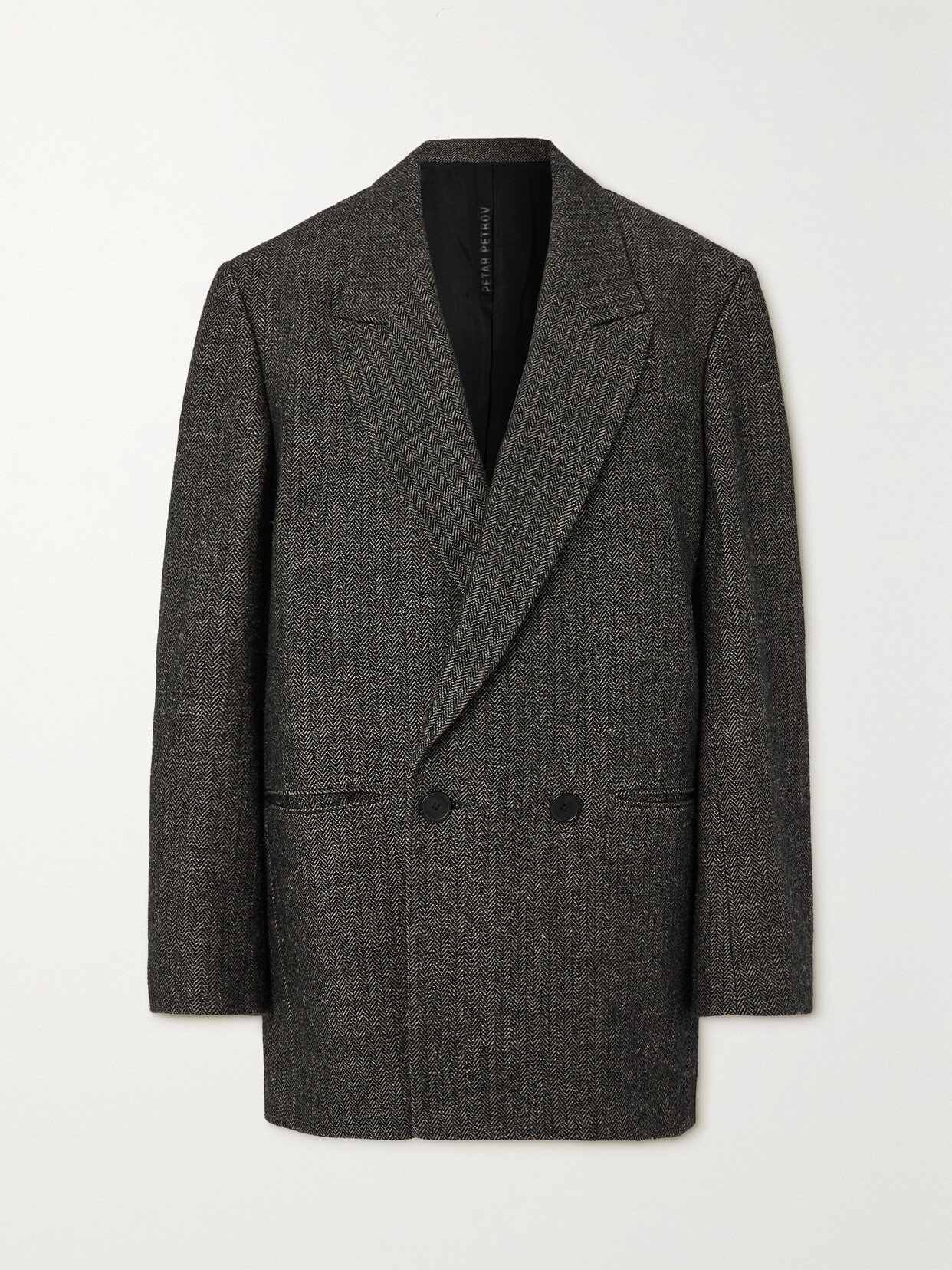 Petar Petrov - Spy Double-breasted Wool And Linen-blend Herringbone Blazer - Black