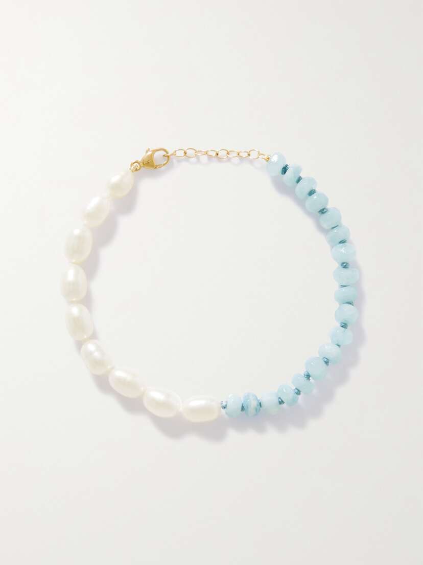 JIA JIA + Net Sustain Union 14-karat Gold, Aquamarine And Pearl Bracelet