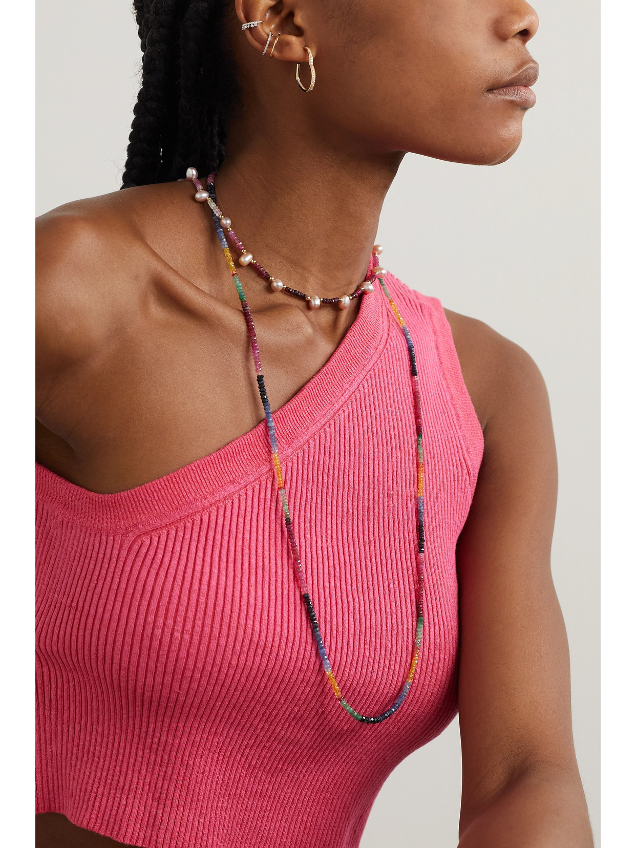 Shop Jia Jia + Net Sustain Gold, Ruby And Pearl Necklace In Pink