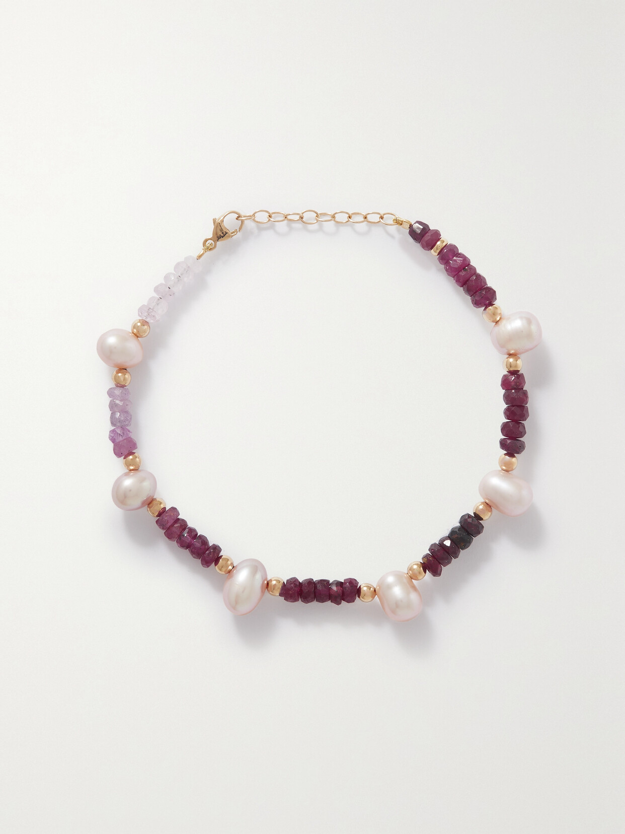 Jia Jia + Net Sustain Arizona Gold, Ruby And Pearl Bracelet In Pink