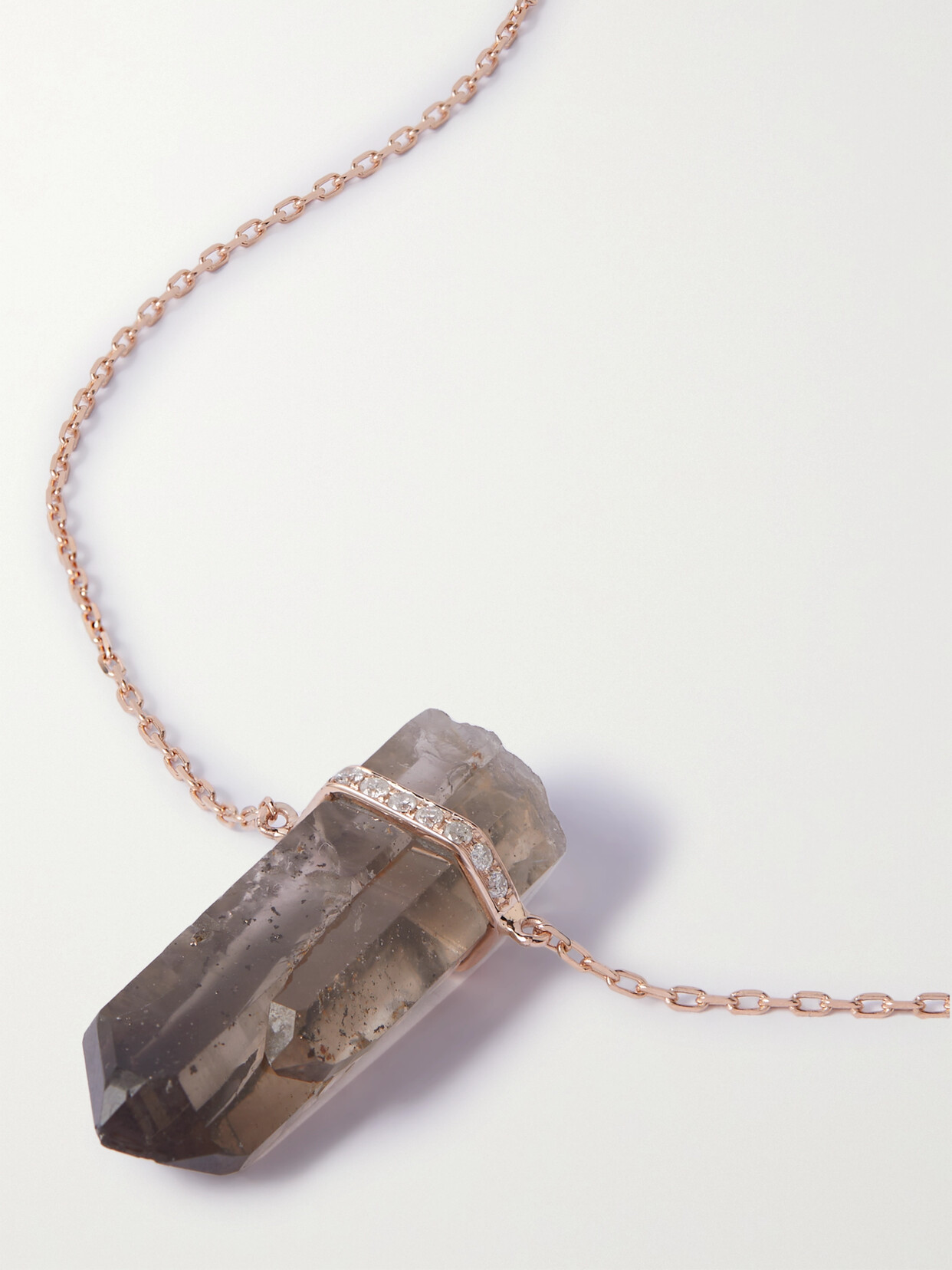 Jia Jia + Net Sustain 14-karat Rose Gold, Quartz And Diamond Necklace In Brown