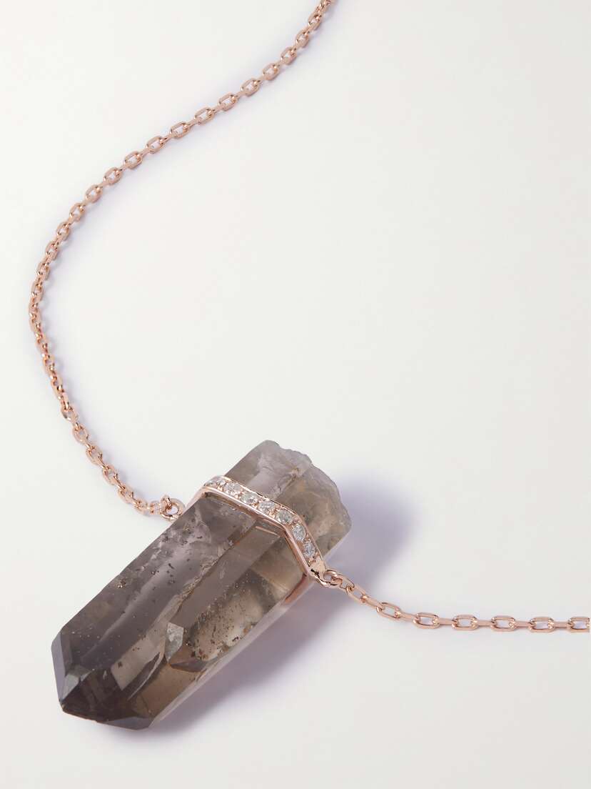 JIA JIA + Net Sustain 14-karat Rose Gold, Quartz And Diamond Necklace