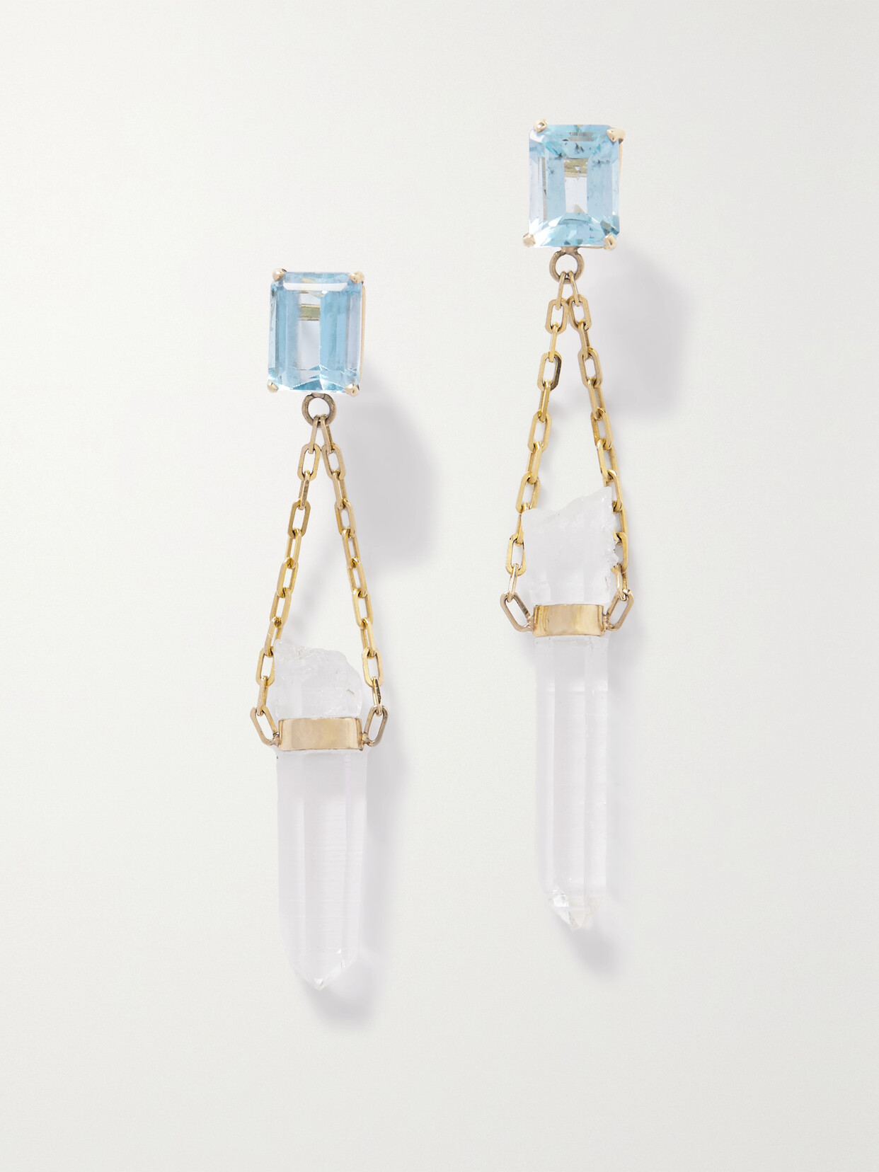 JIA JIA - + Net Sustain Atlas 14-karat Gold Topaz And Quartz Earrings - Blue