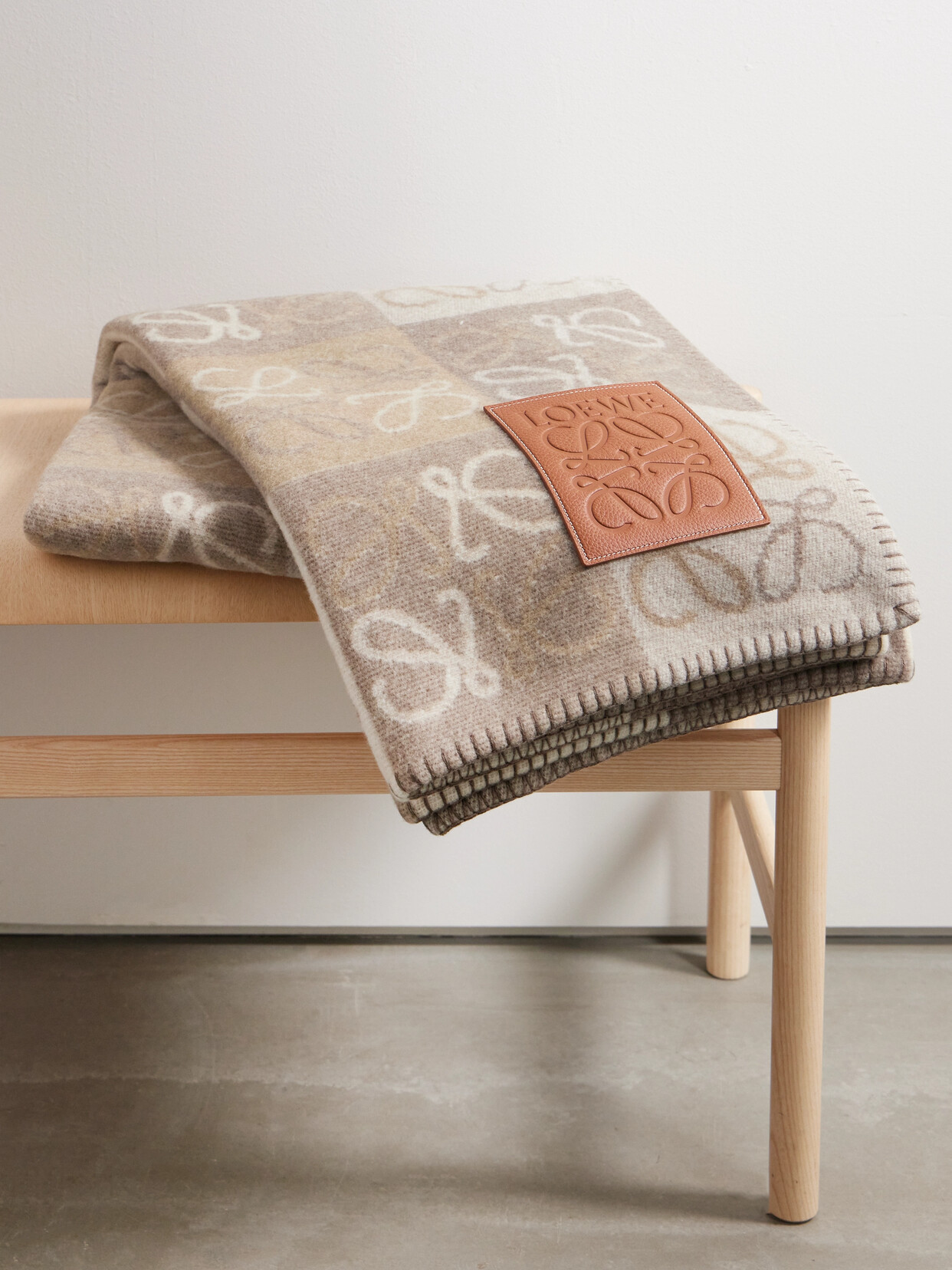 Loewe - Anagram Appliquéd Wool-jacquard Throw - Neutrals