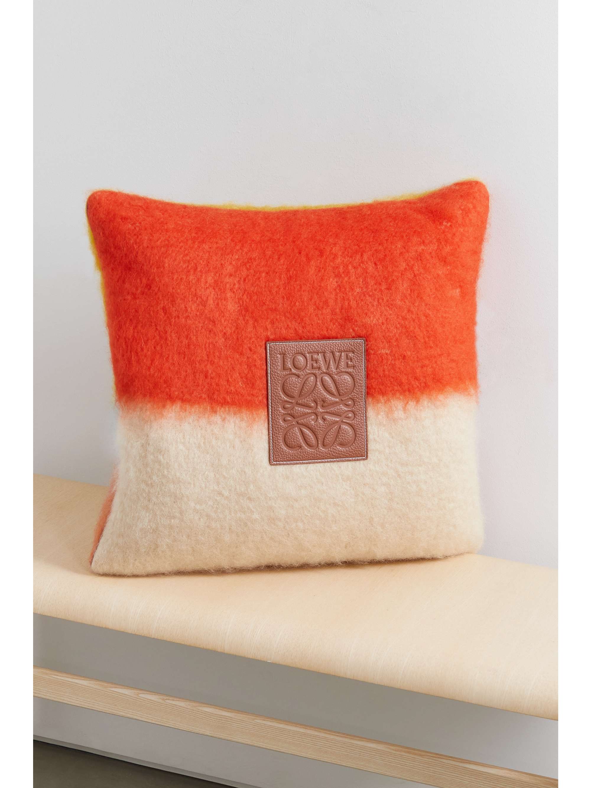 LOEWE Anagram appliquéd striped wool and mohairblend cushion NETA