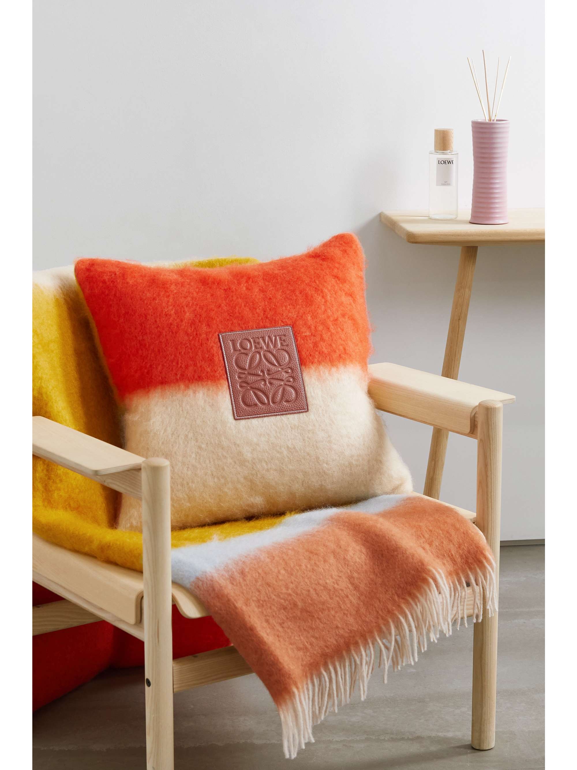 LOEWE Anagram appliquéd striped wool and mohairblend cushion NETA