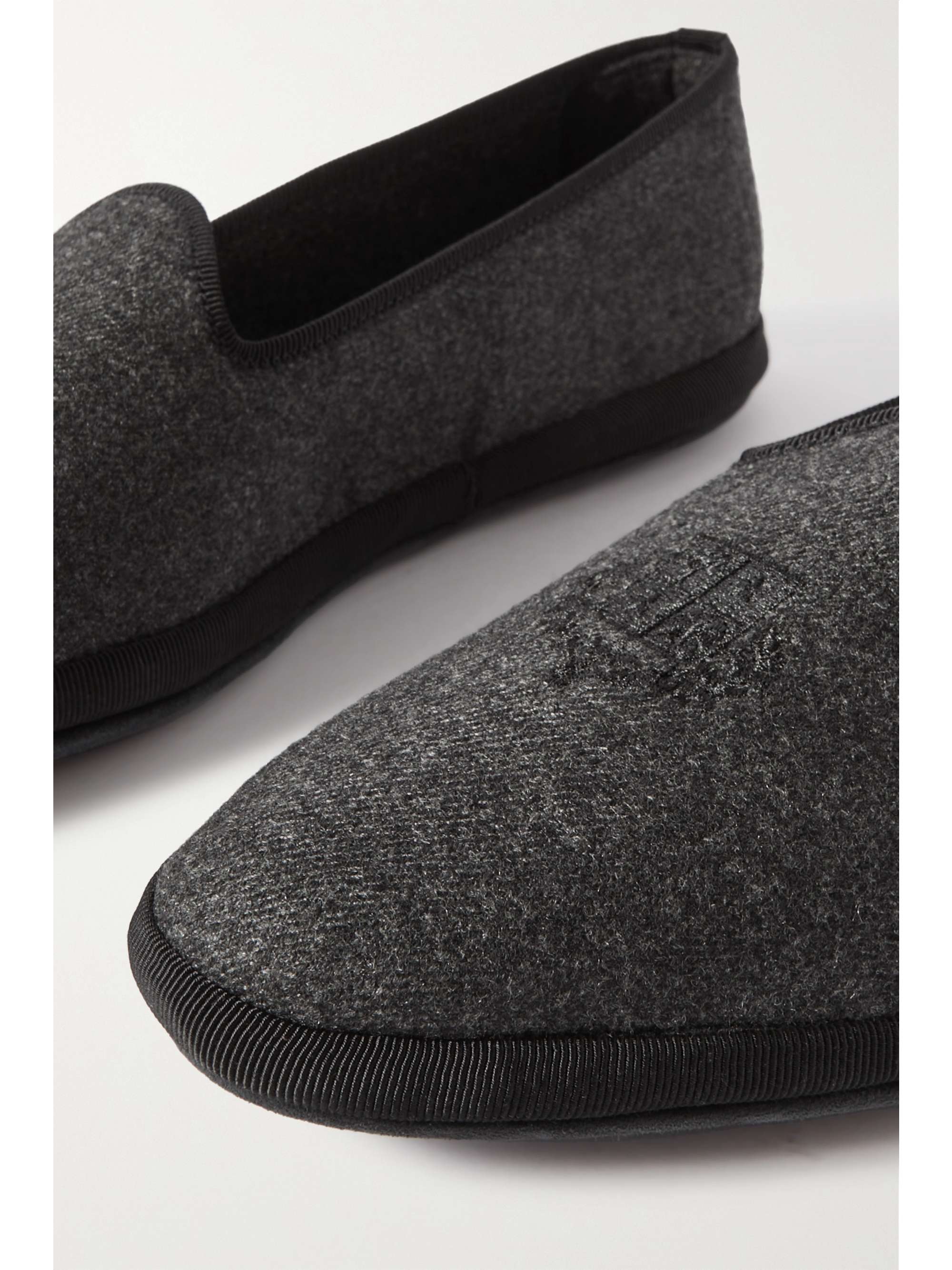 LORO PIANA Venice embroidered cashmere-blend flannel slippers