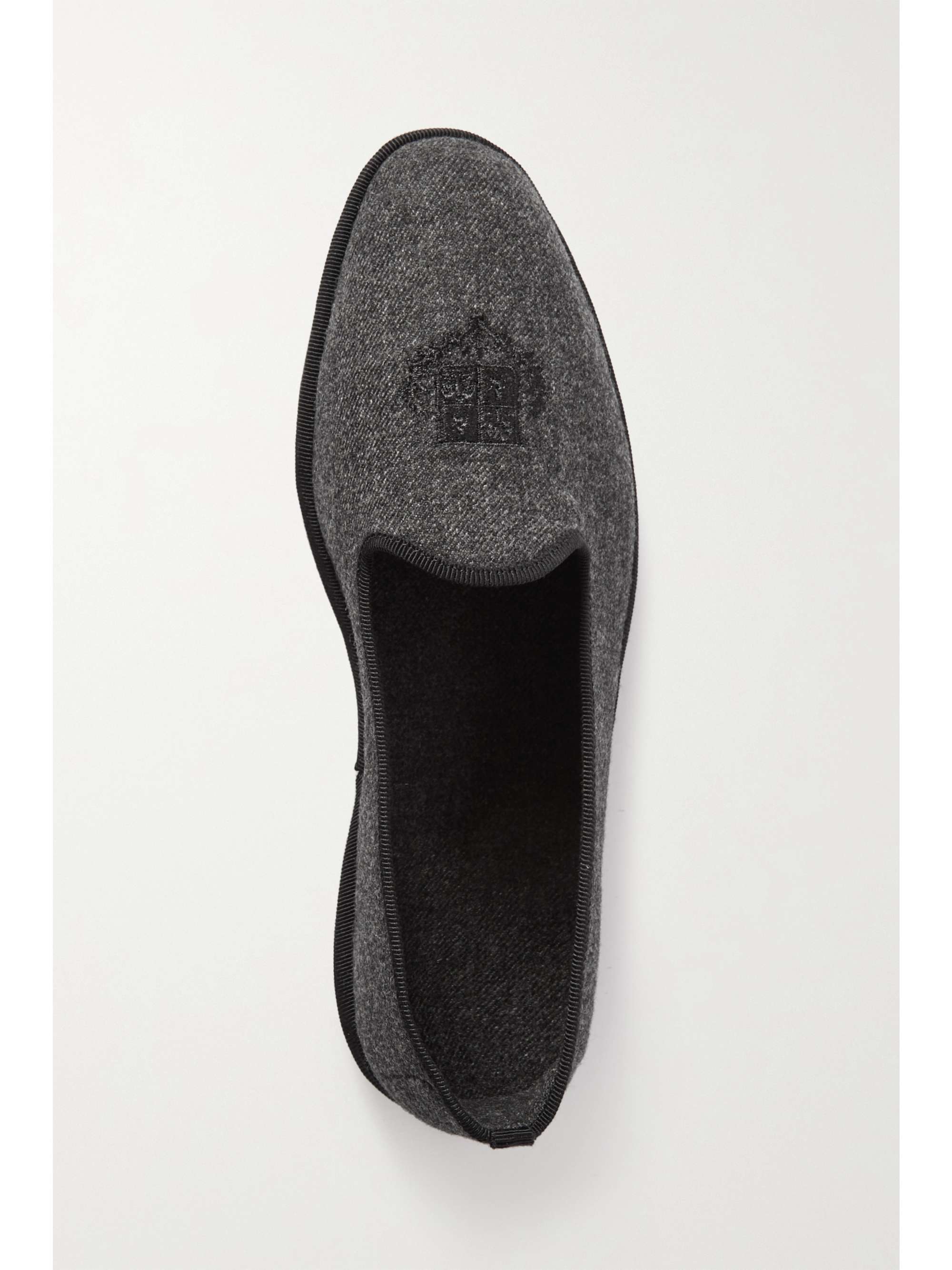 LORO PIANA Venice embroidered cashmere-blend flannel slippers