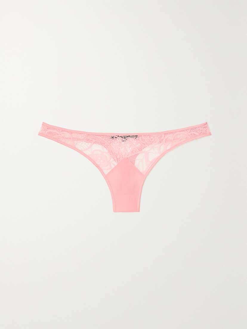 Kiki de Montparnasse Coquette Cotton-blend Lace And Stretch-silk Thong - x large