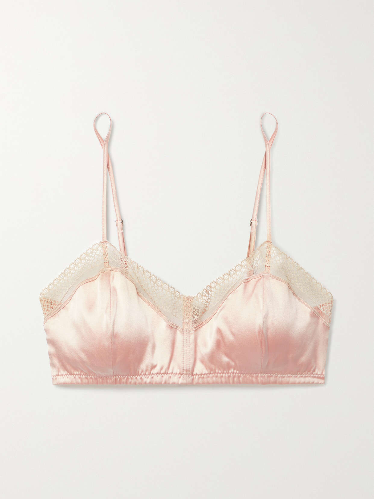 Kiki de Montparnasse - Slyvie Lace-trimmed Stretch-silk Soft-cup