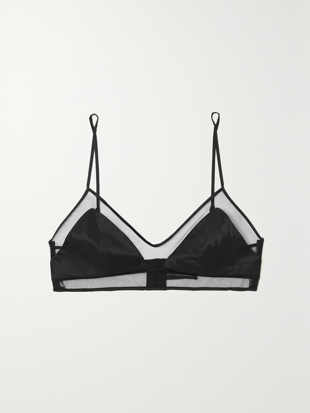 Kiki de Montparnasse - Peep Show Tulle-trimmed Silk-blend Satin Soft-cup Bra - Black