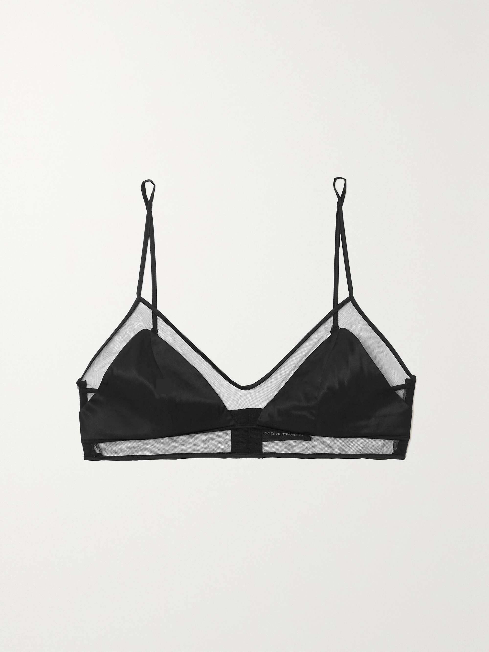 KIKI DE MONTPARNASSE Peep Show tulle-trimmed silk-blend satin soft-cup bra | NET-A-PORTER PT