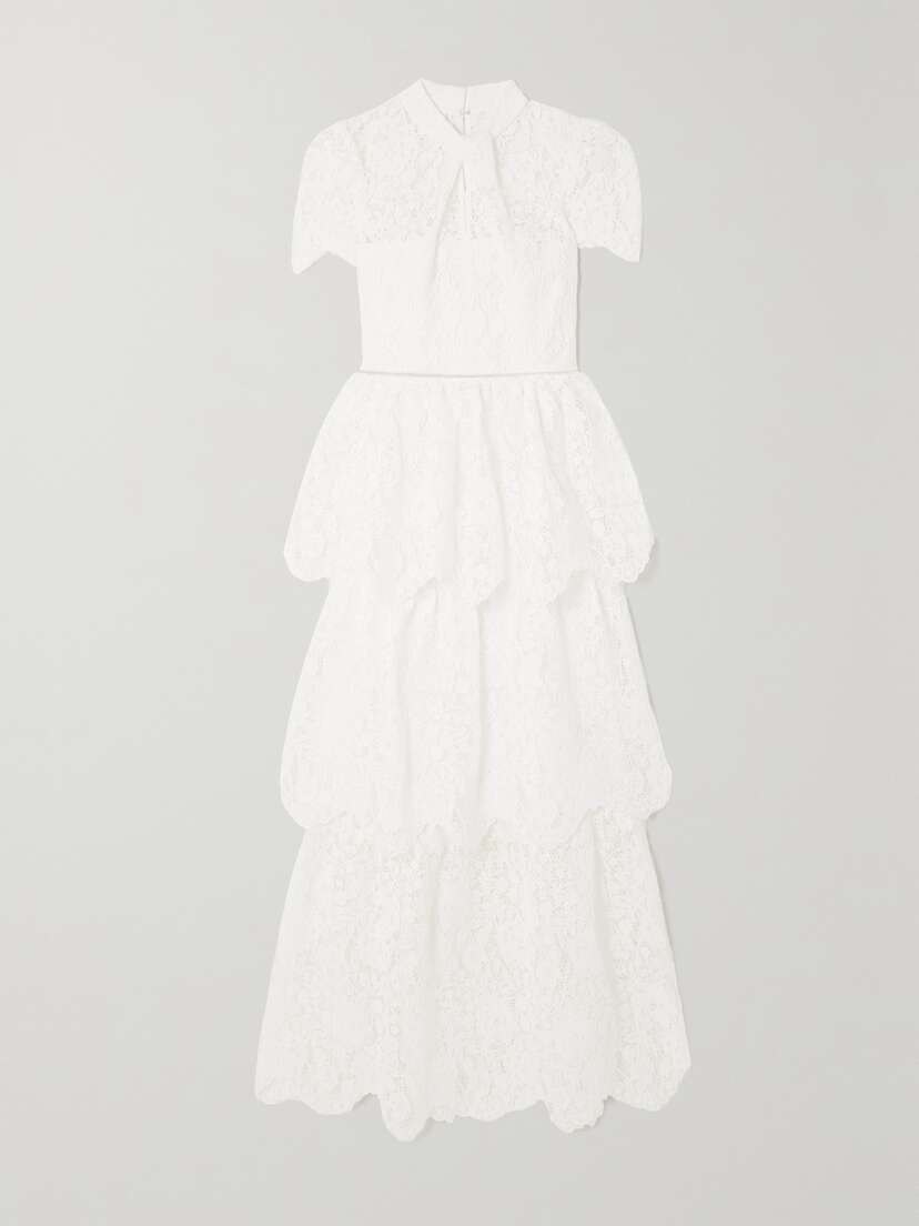 Self-Portrait Tiered Corded Lace Maxi Dress