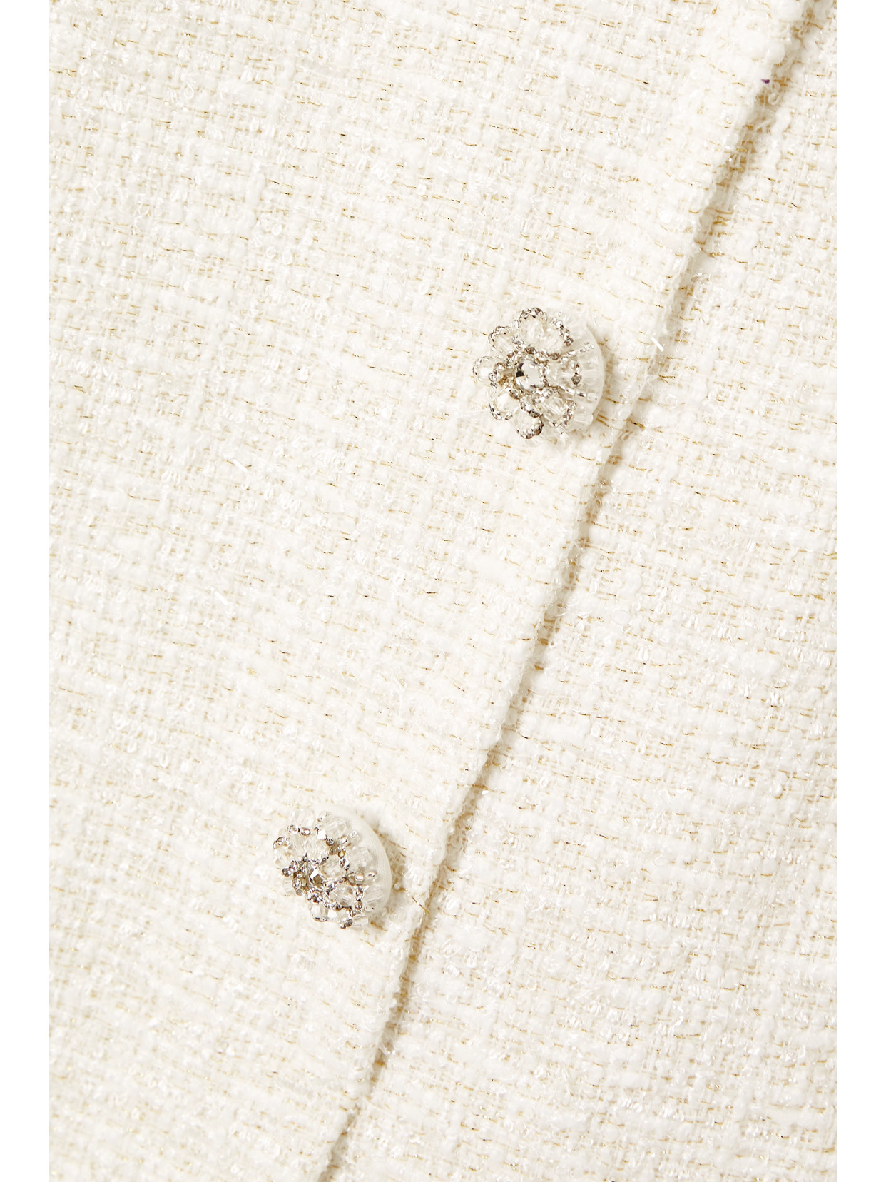 Self-portrait Belted Satin-trimmed Metallic Bouclé-tweed Midi Skirt In White
