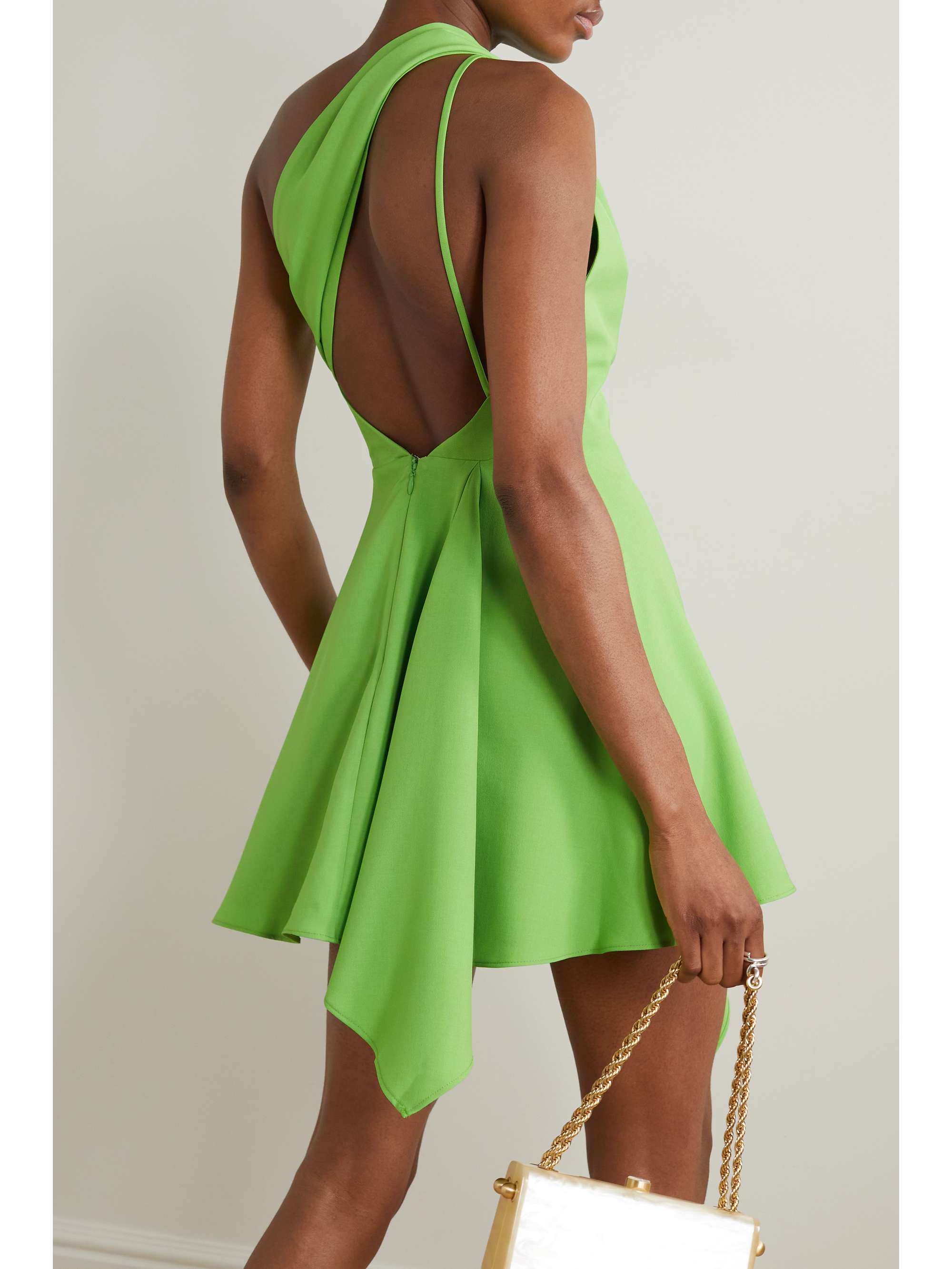CULT GAIA Eliana asymmetric one-shoulder cutout twill mini dress