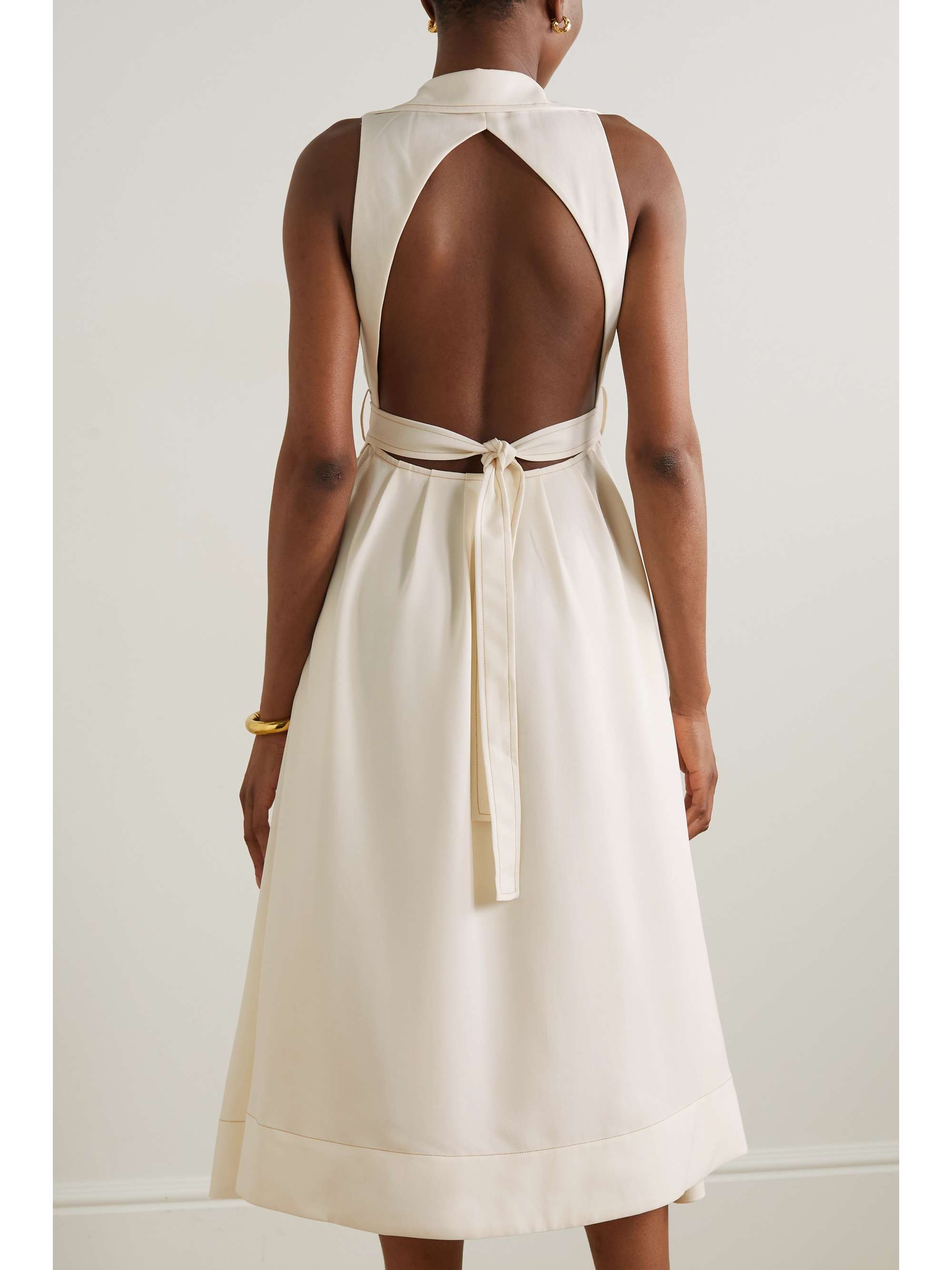 CULT GAIA Bella tie-detailed twill midi shirt dress
