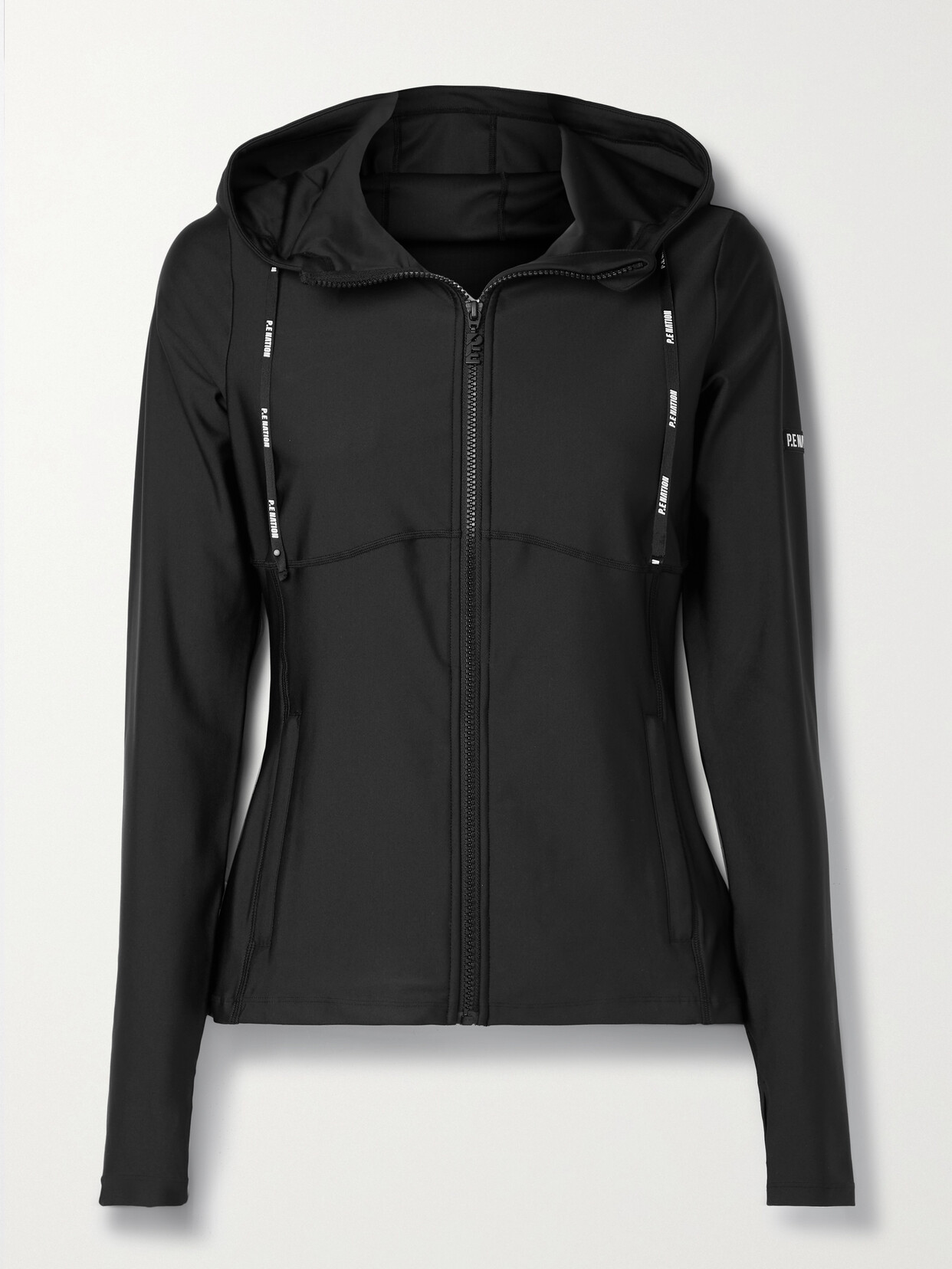 P.E NATION - Title Game Hooded Stretch Recycled-jersey Jacket - Black