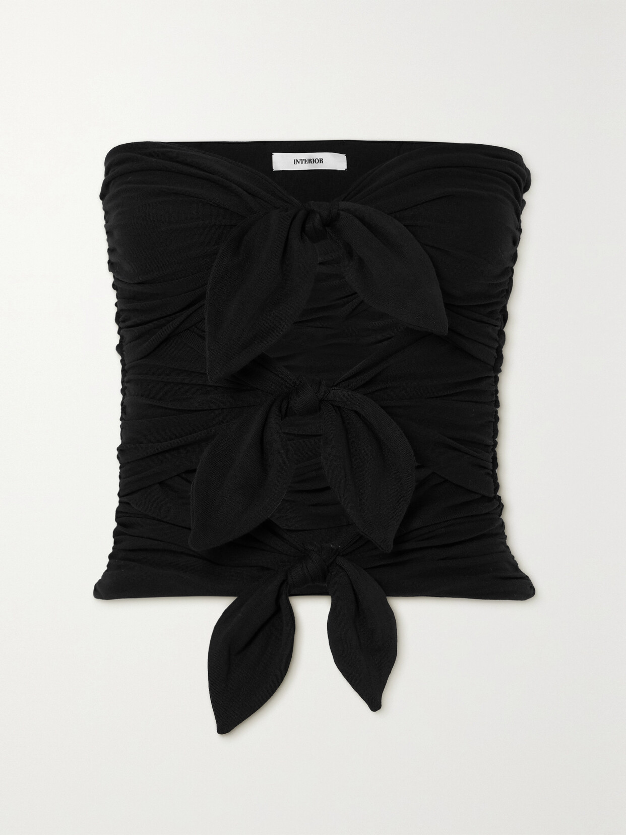 Interior - Alexi Strapless Knotted Cotton-jersey Top - Black