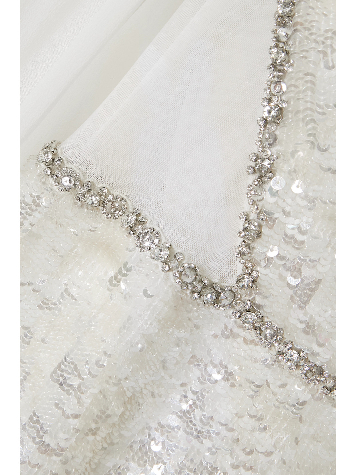 Jenny Packham Cape-effect Embellished Tulle And Chiffon Gown In White