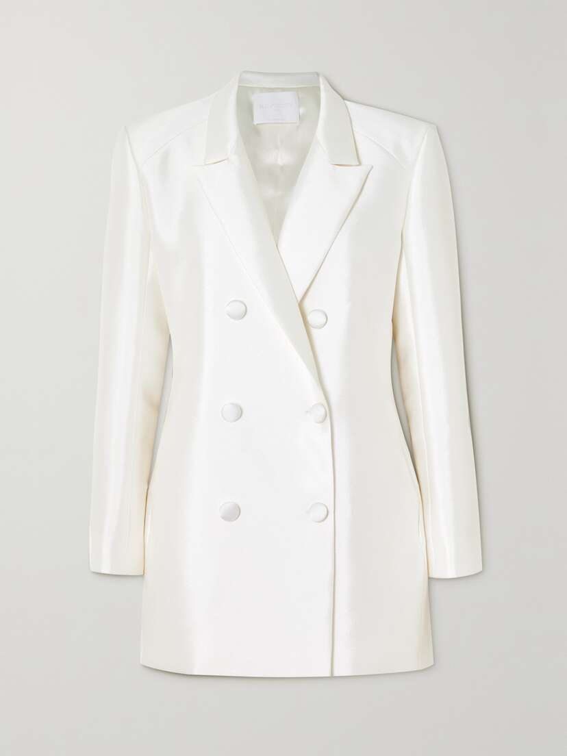 Halfpenny London Double-breasted Satin-mikado Mini Dress