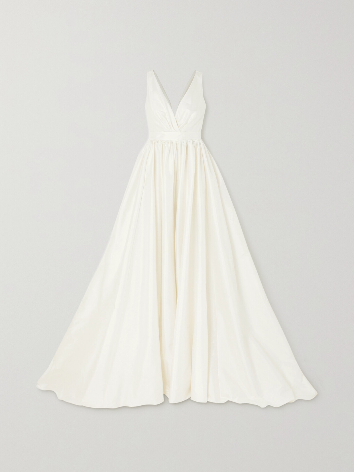 Halfpenny London Pleated Taffeta Gown In White