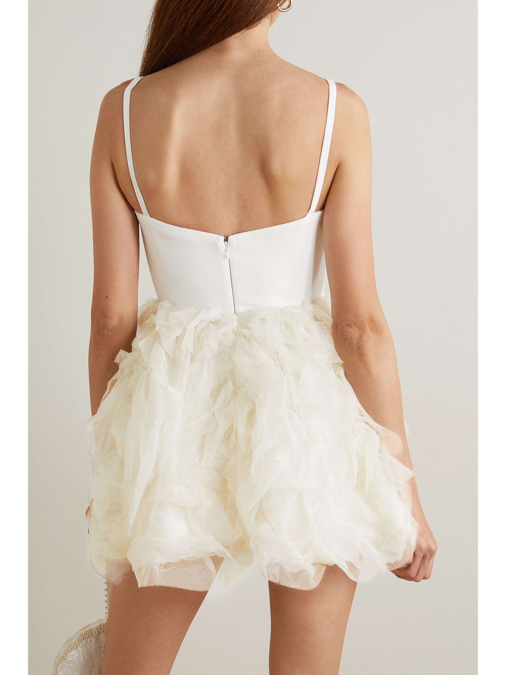 Halfpenny London Roxy satin-crepe and ruffled organza mini dress thumbnail