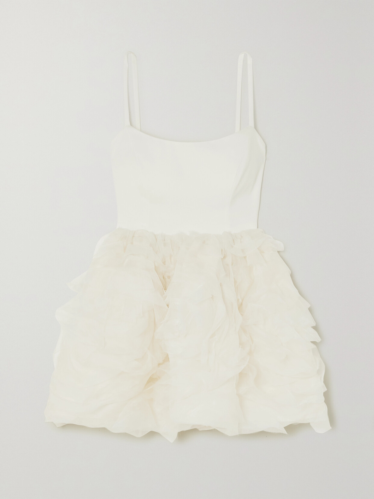 Halfpenny London - Maddy Satin-crepe And Ruffled Organza Mini Dress - White