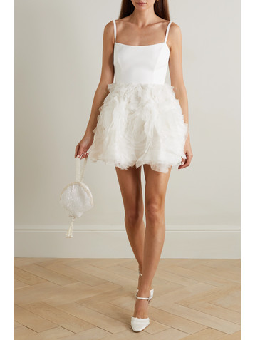 Halfpenny London Roxy satin-crepe and ruffled organza mini dress