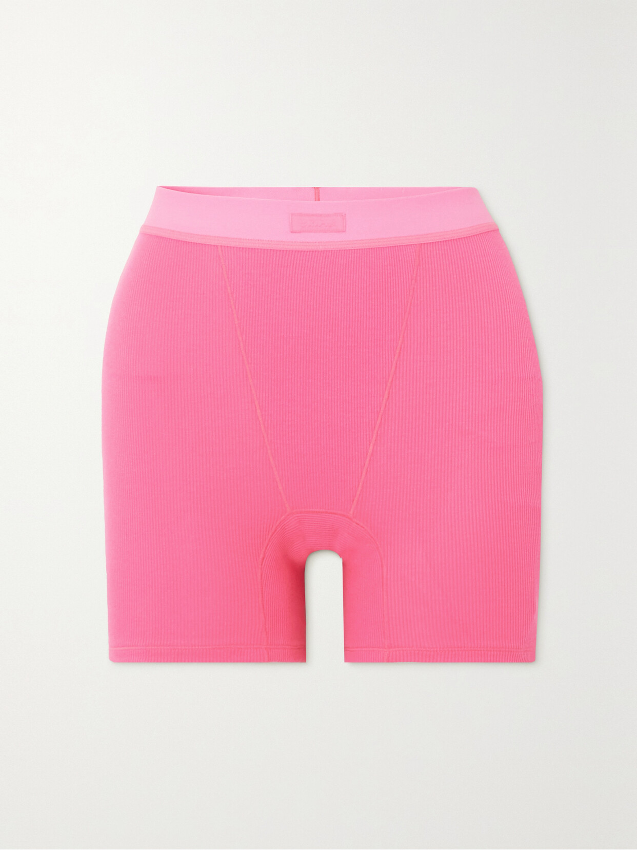 Skims Cotton Collection Ribbed Cotton-blend Jersey Boxer Shorts - Sugar Pink