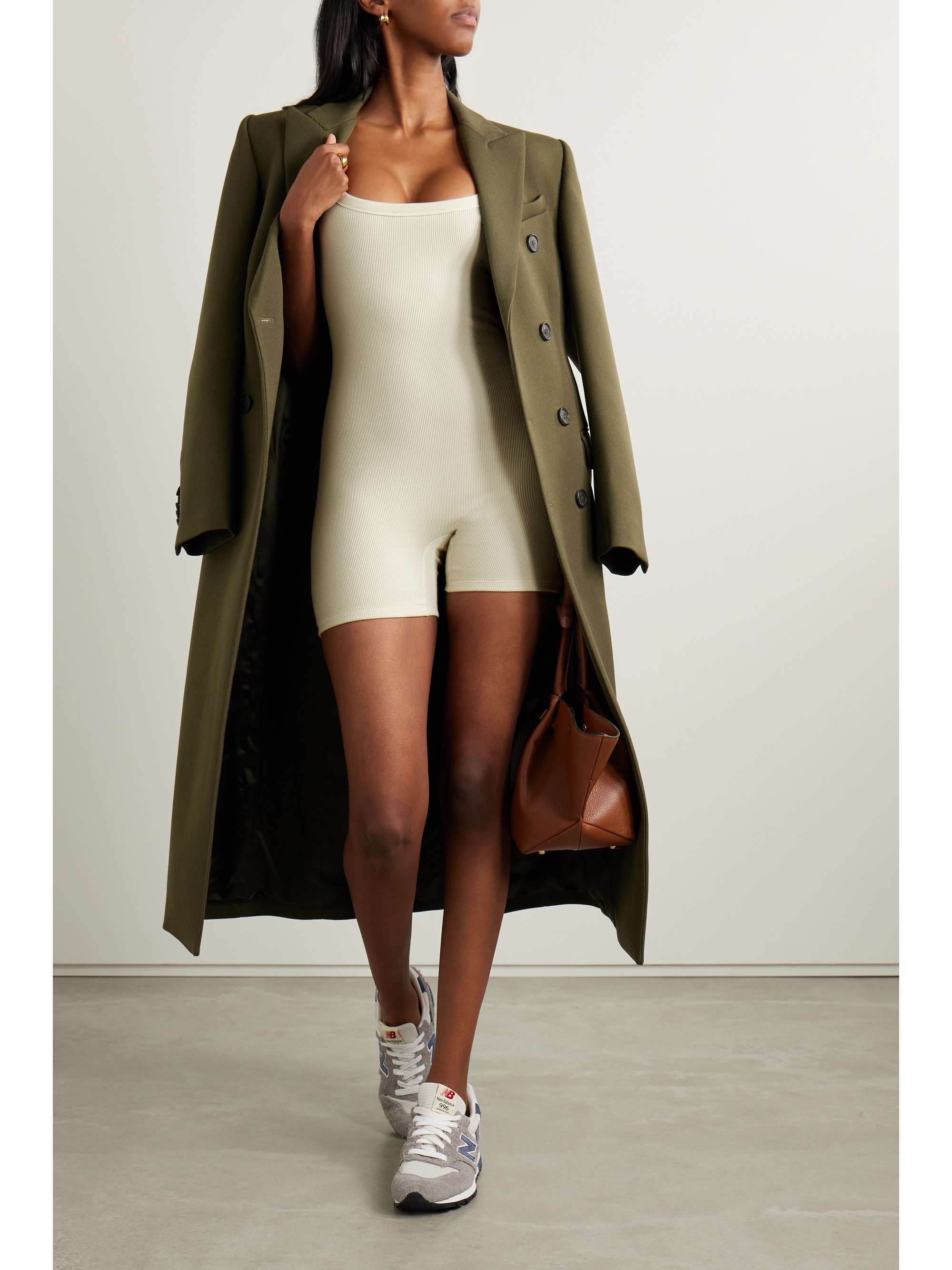 SKIMS Ribbed stretchcotton jersey playsuit Bone NETAPORTER