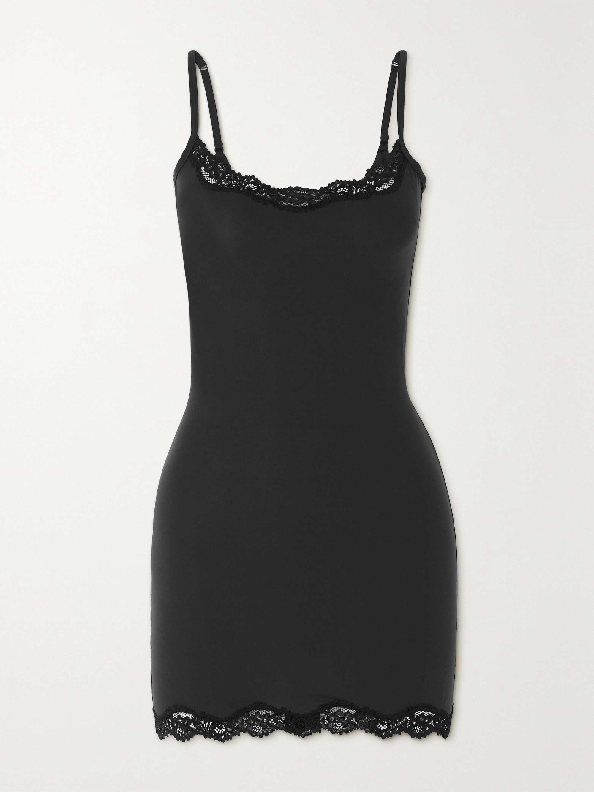 Fits Everybody lace-trimmed stretch slip dress - Onyx