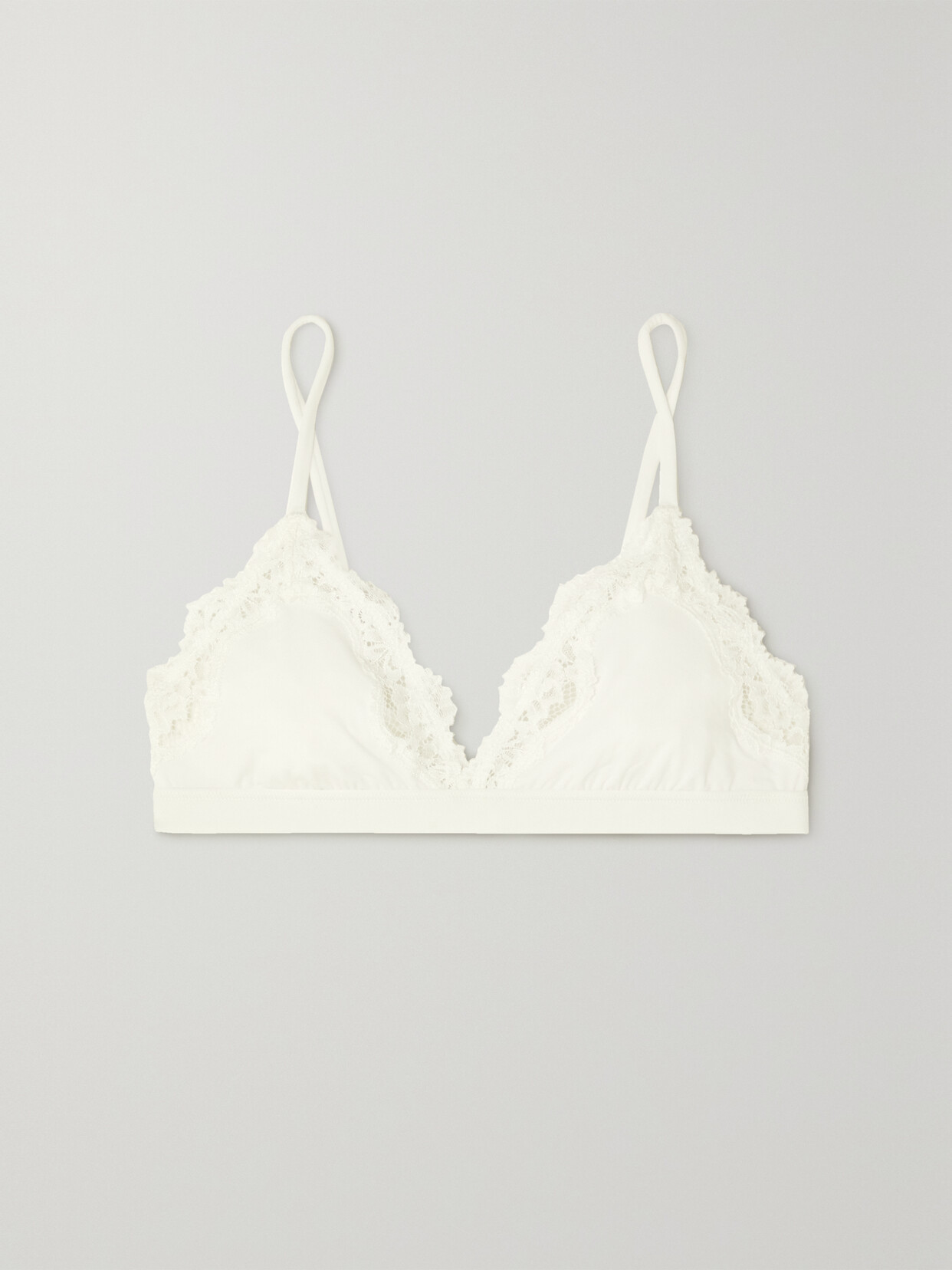 Skims - Fits Everybody Lace-trimmed Stretch Soft-cup Triangle Bra - Marble