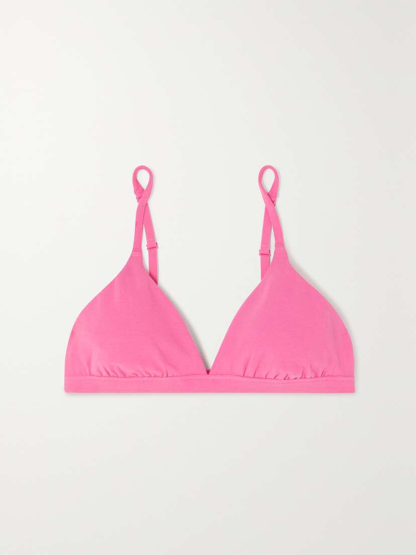 Skims Cotton Collection Cotton-blend Jersey Triangle Bralette - Sugar