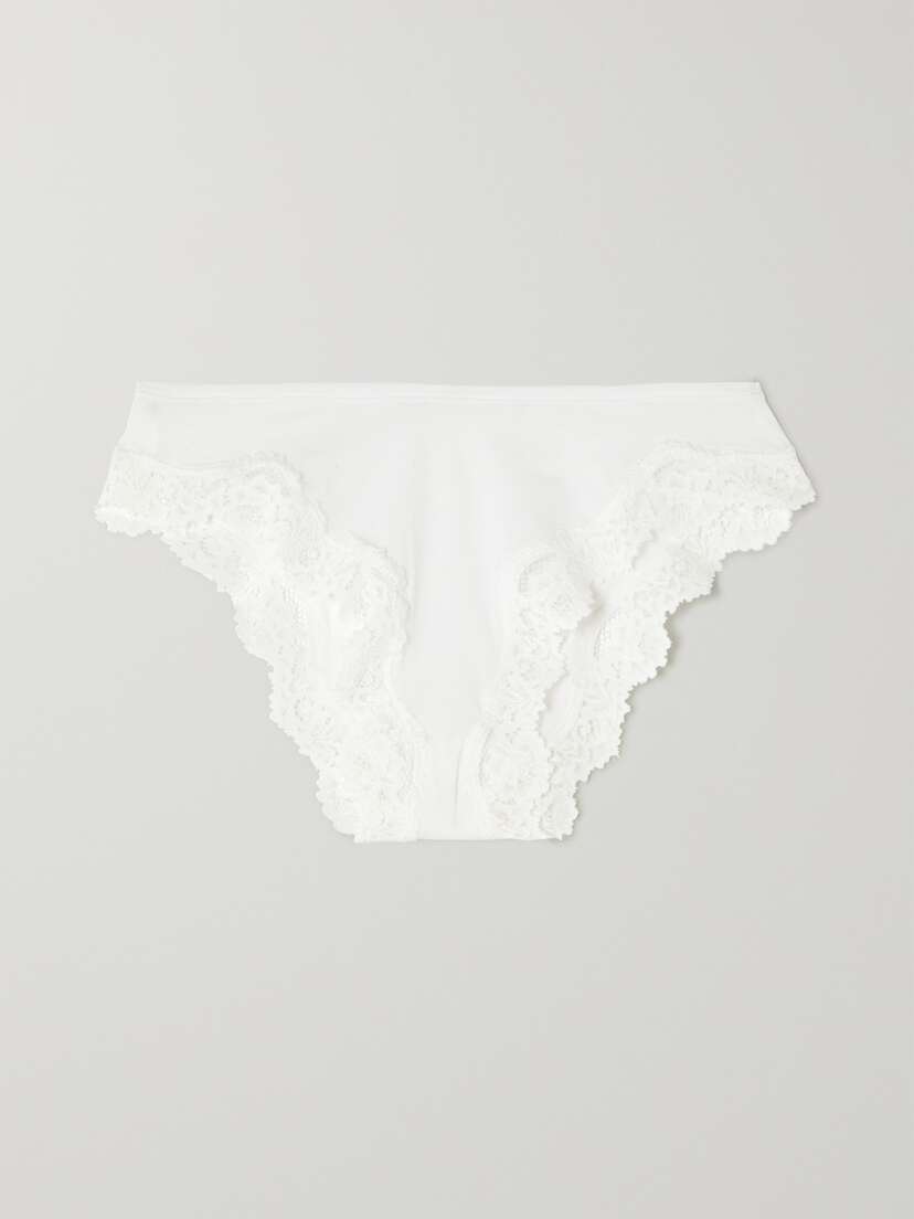 Skims Fits Everybody Cheeky Tanga Lace-trimmed Stretch Briefs - Marble