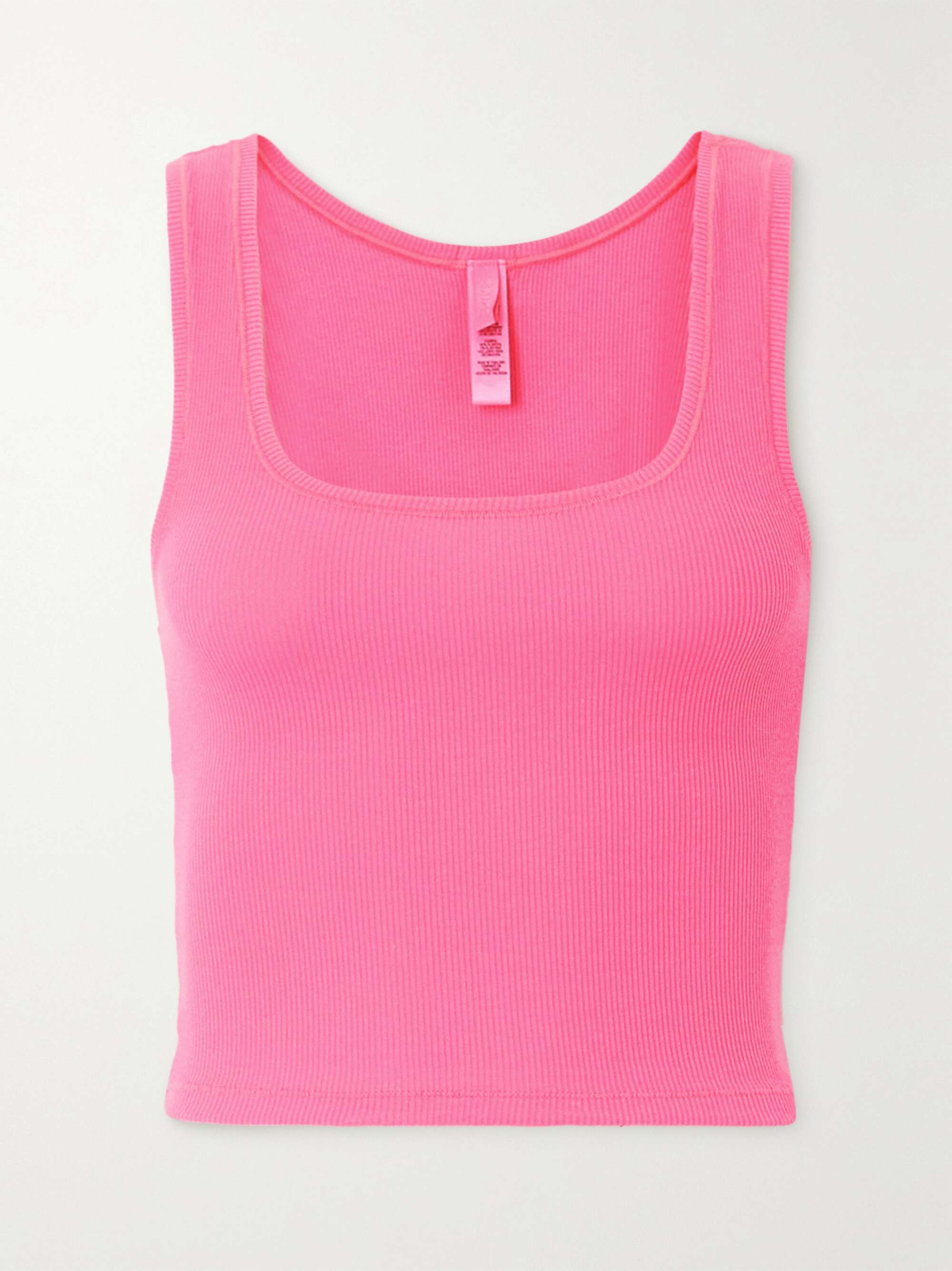SKIMS Cotton Collection cropped ribbed cottonblend jersey tank Pink