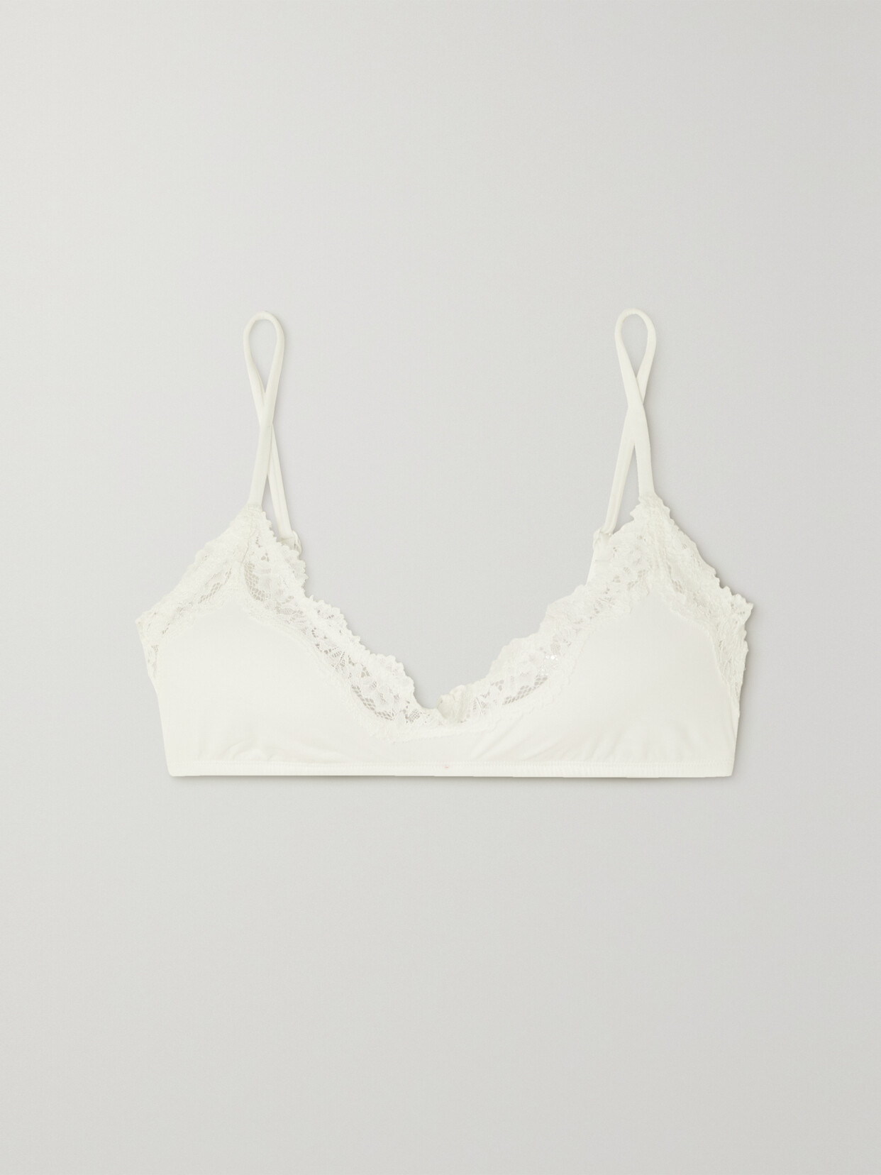 Skims - Fits Everybody Lace-trimmed Stretch Scoop Bralette - Marble