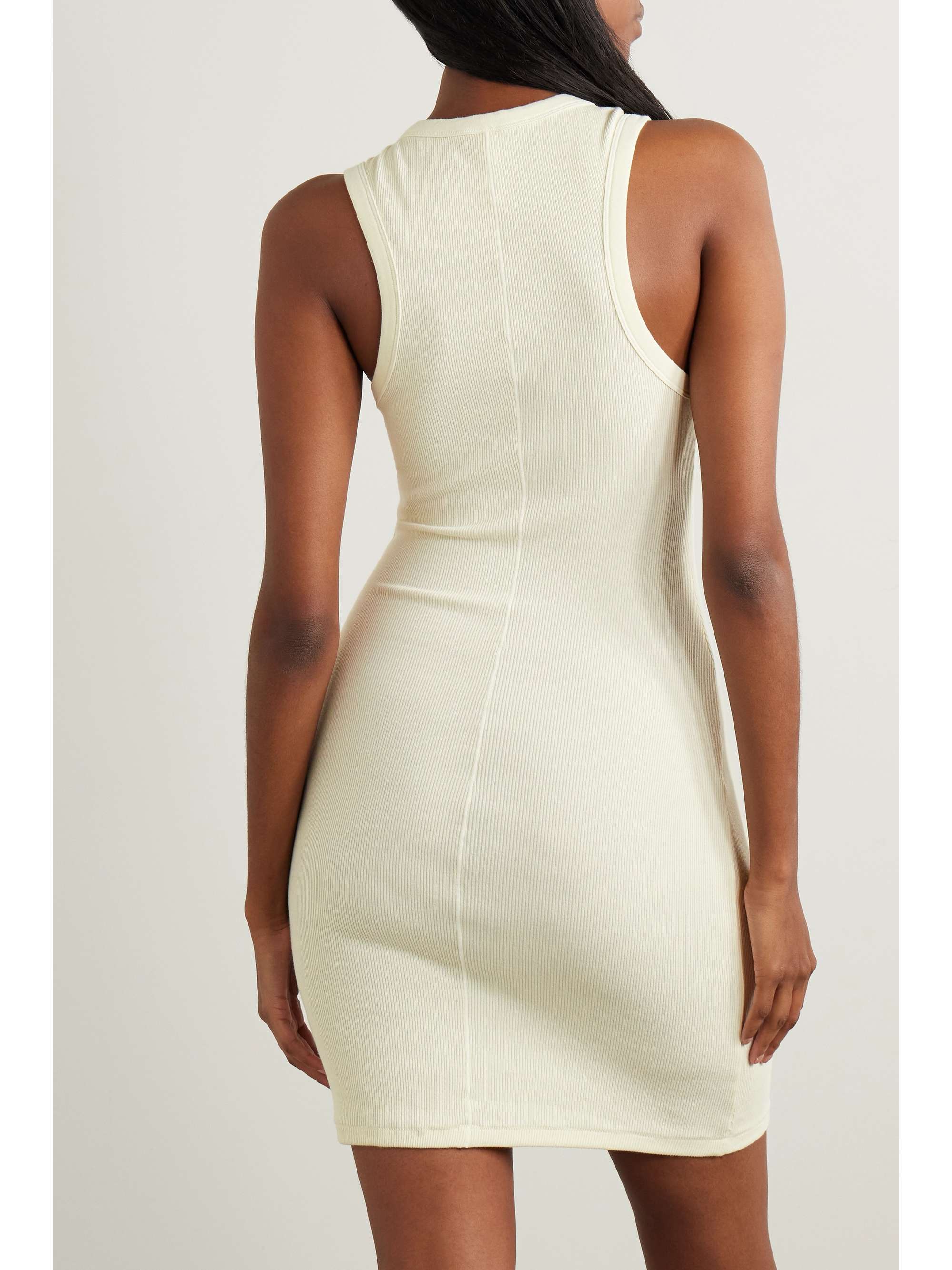 SKIMS Ribbed stretch-cotton jersey mini dress - Light Heather Grey