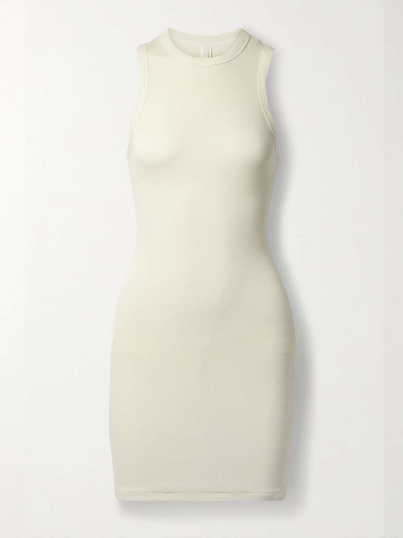 Skims Ribbed Stretch-cotton Jersey Mini Dress - Bone