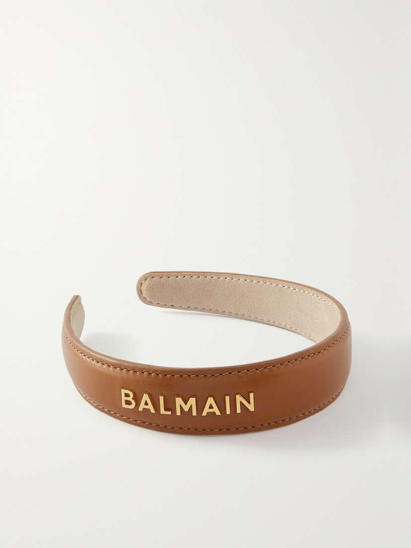 Balmain Riviera Embellished Leather Headband