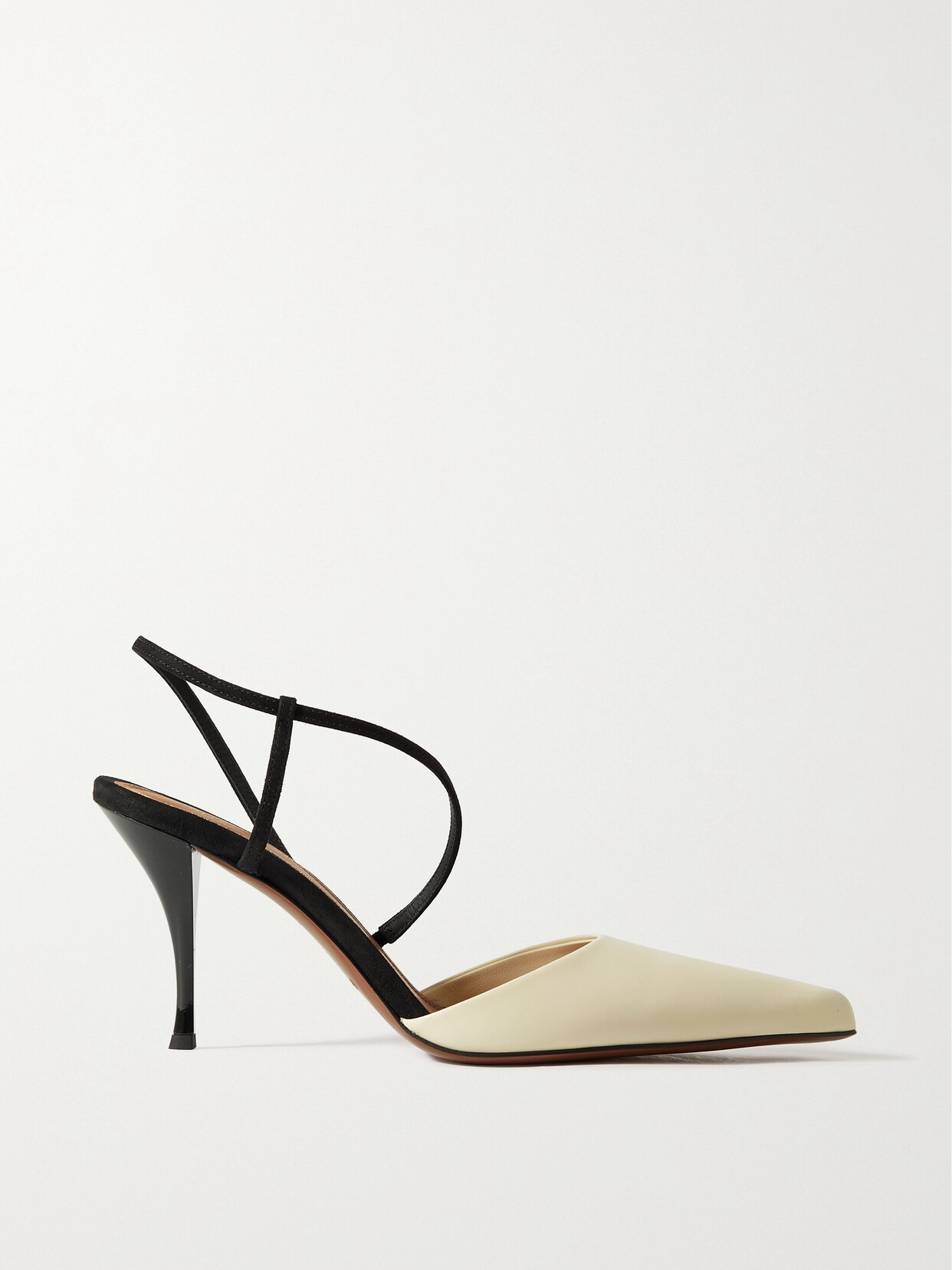 NEOUS TANGRA SUEDE-TRIMMED LEATHER PUMPS