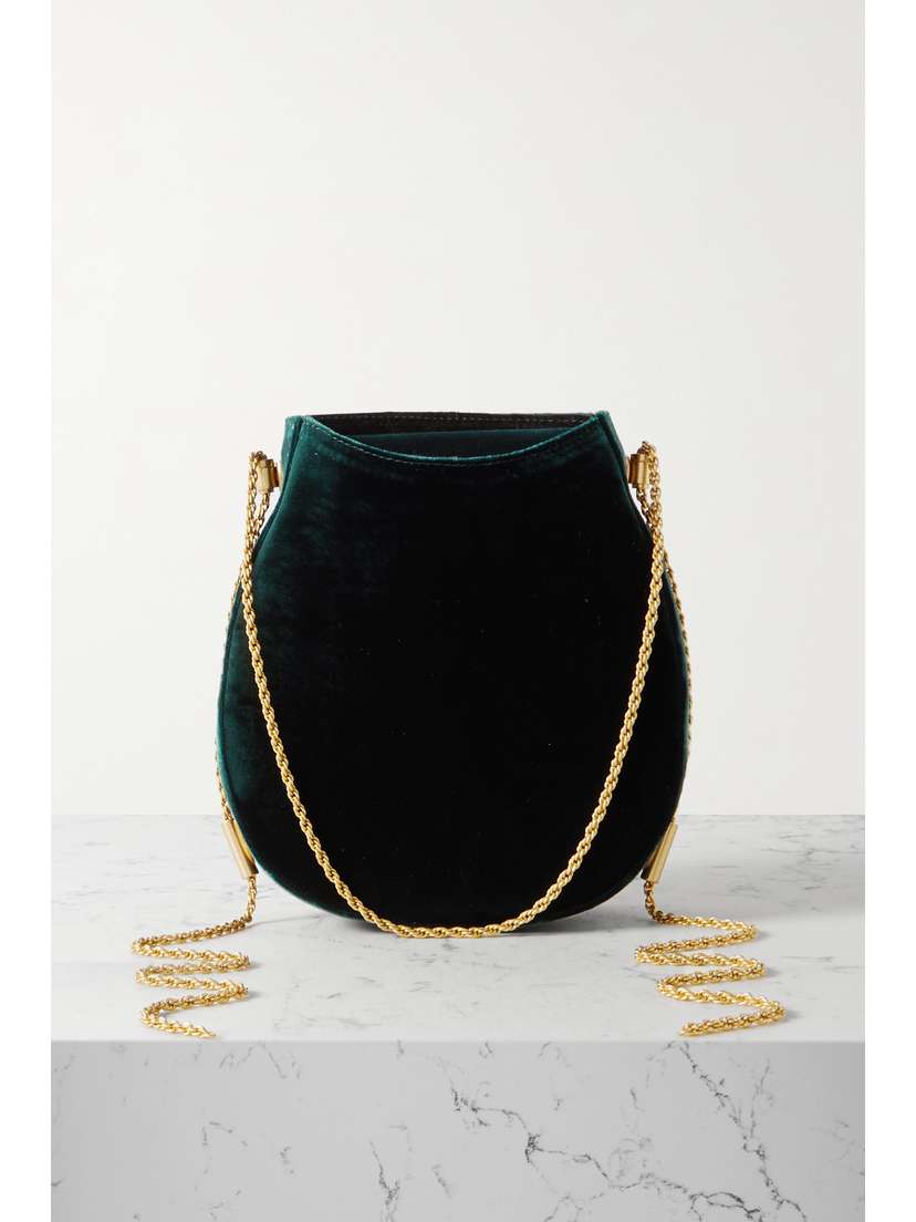 NEOUS Corvus 0.1 Chain-embellished Velvet Shoulder Bag