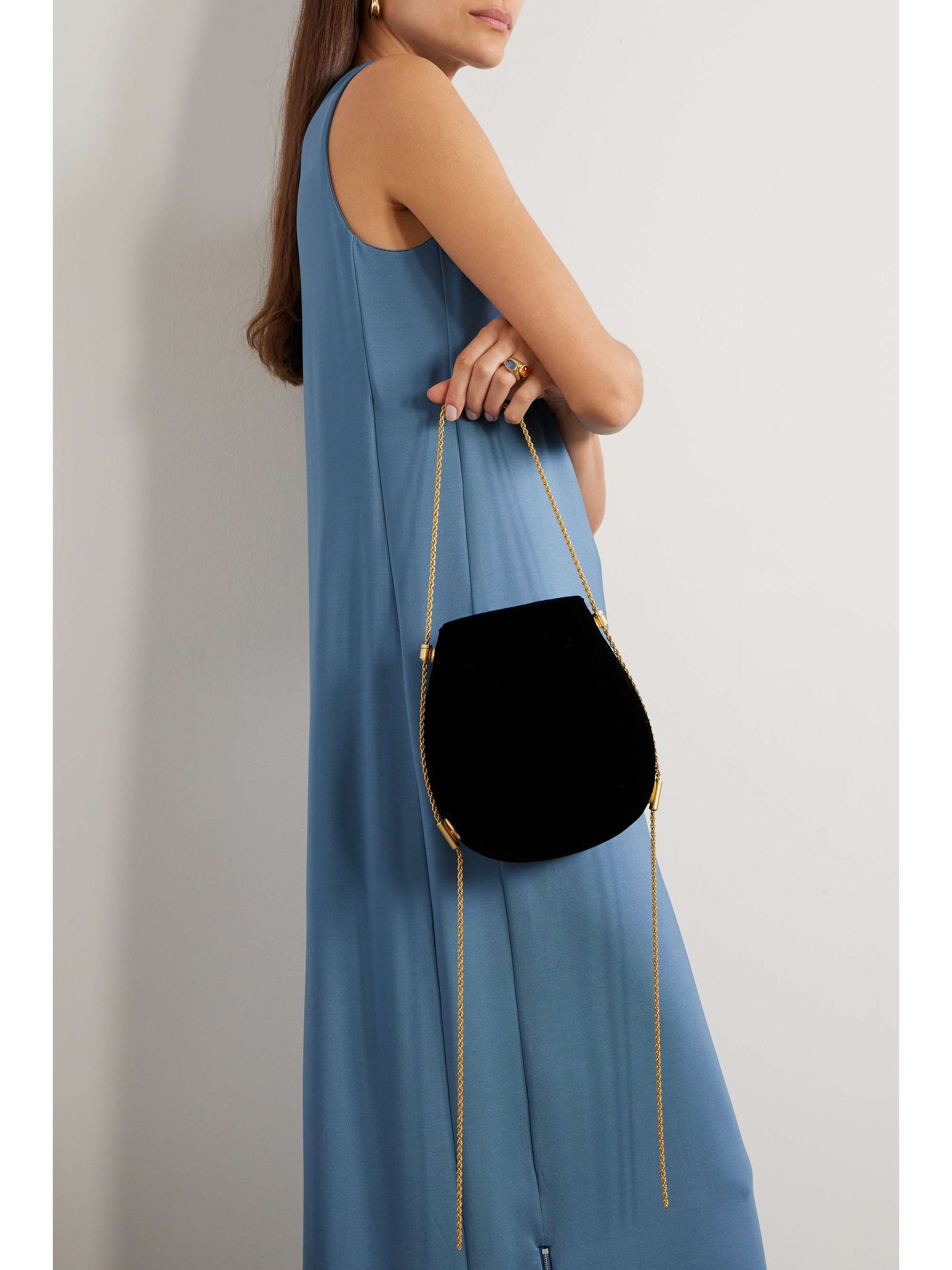 Corvus 0.1 chain embellished velvet shoulder bag